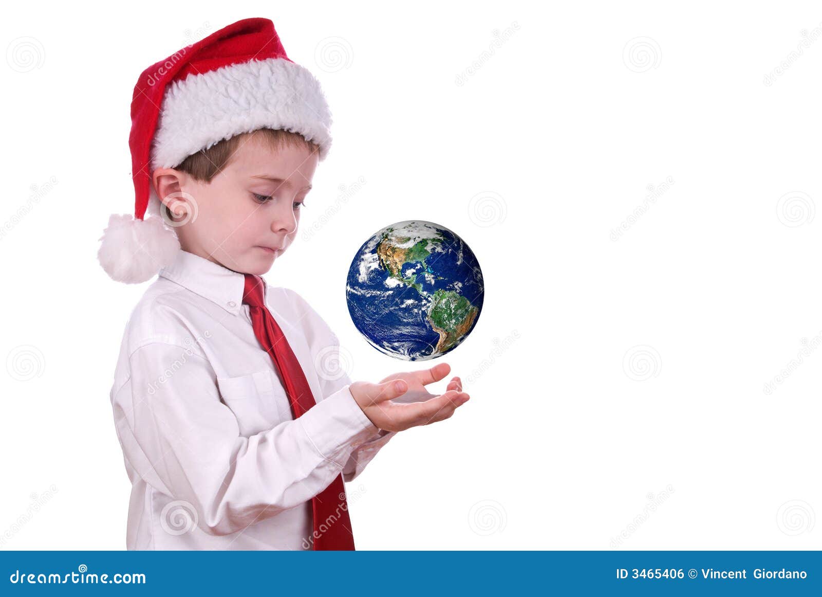Boy in Christmas hat stock photo. Image of child, world 3465406