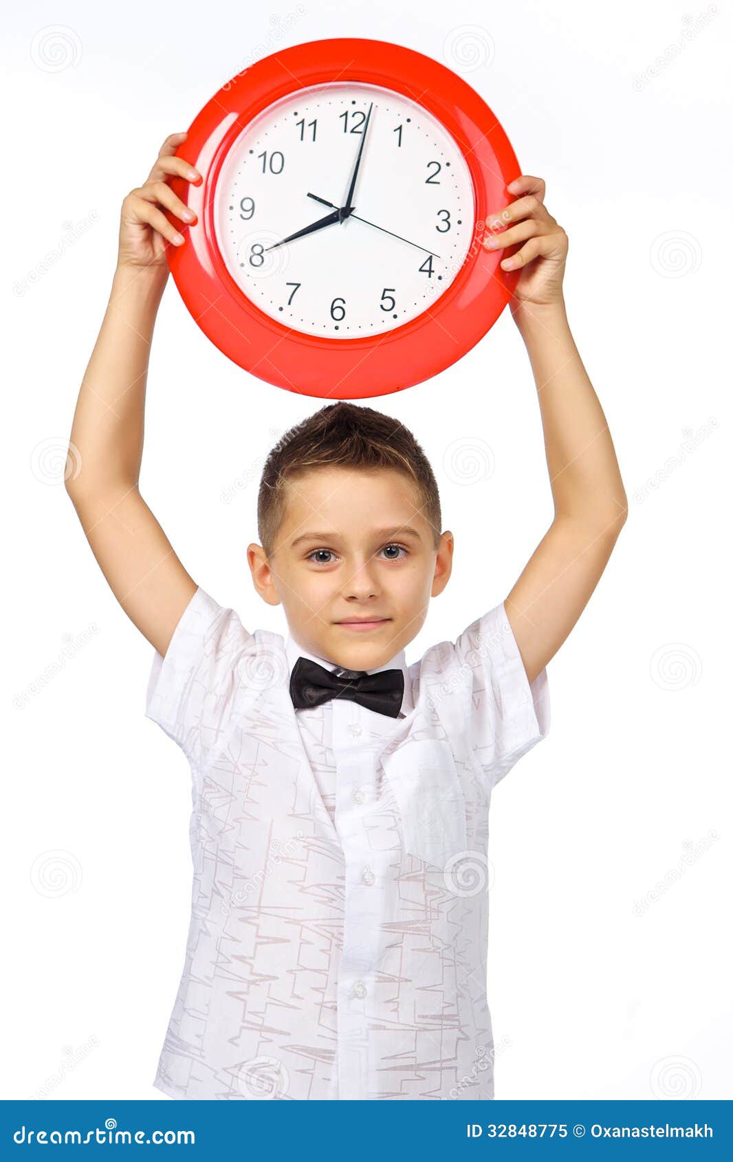 A boy and a clock stock image. Image of student, people 32848775