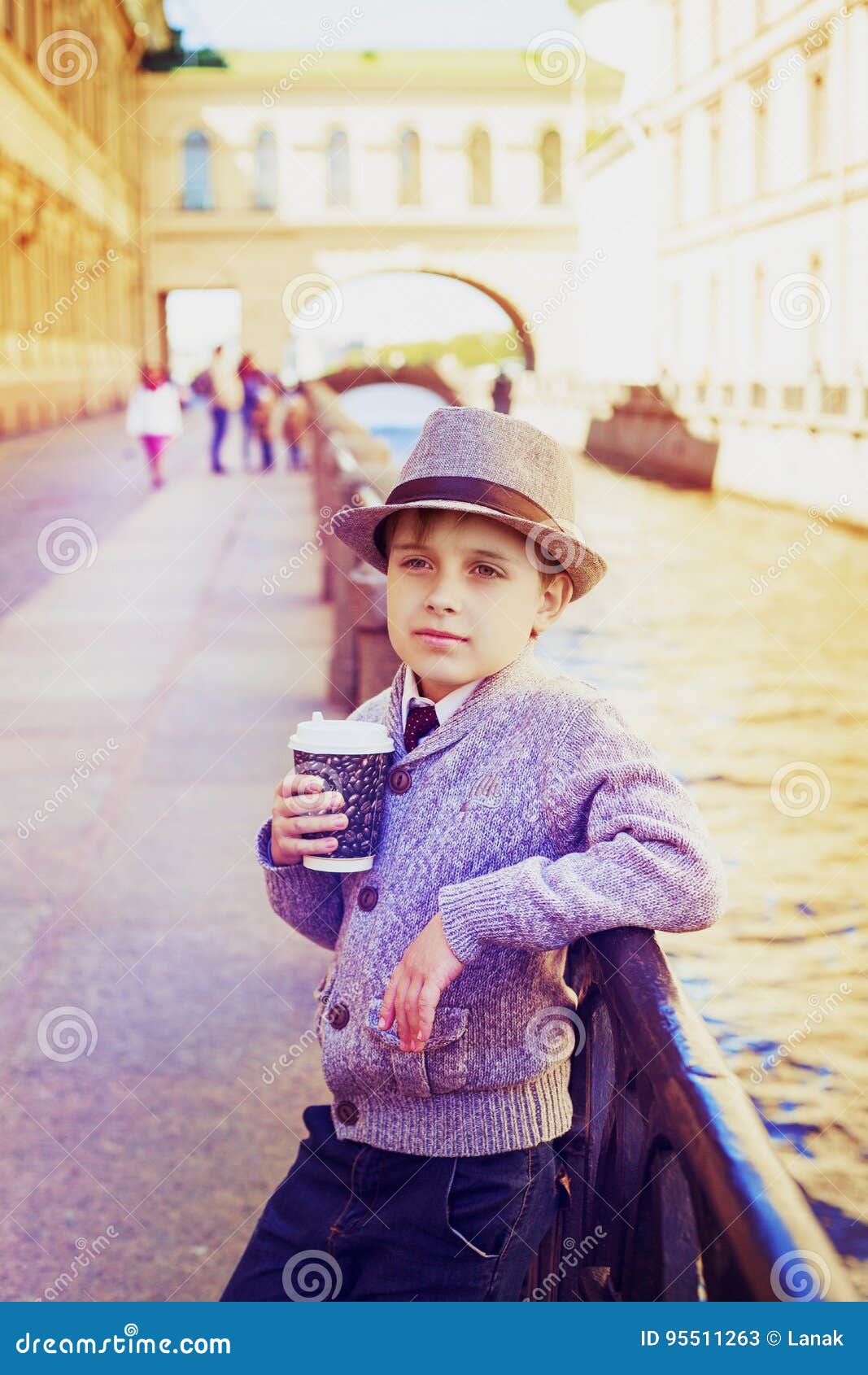 Boy with coffee stock image. Image of city, lifestyle 95511263