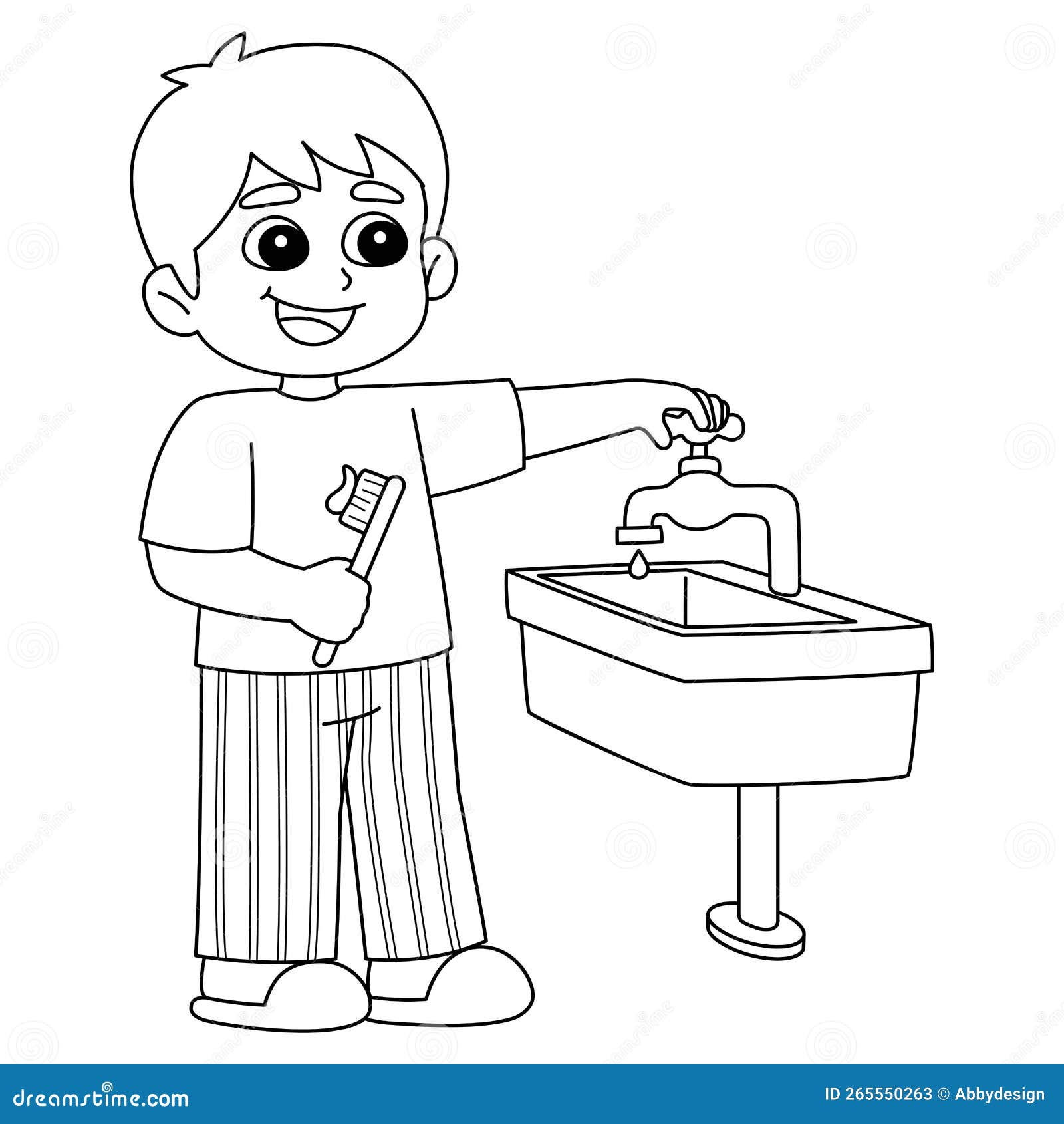 boy conserving water  coloring page