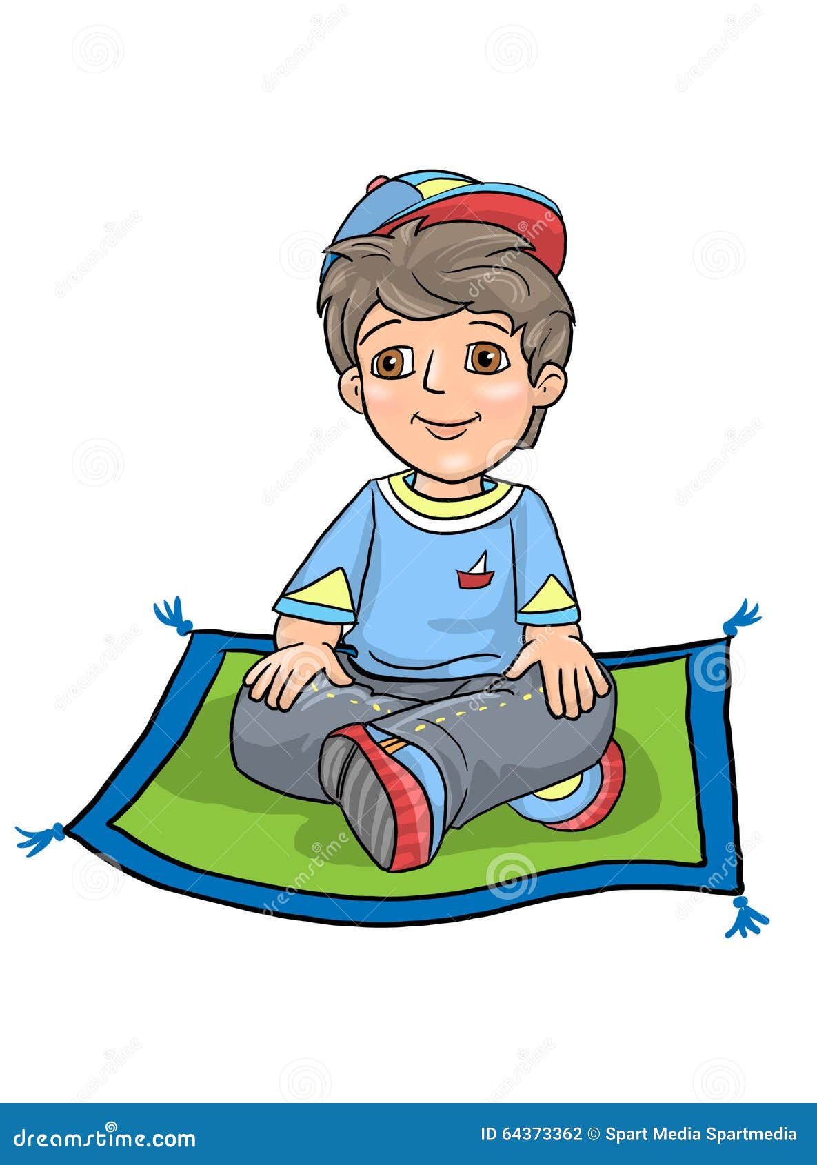 Boy Cross Legged Sitting Exam Stock Illustration - Image: 64373362