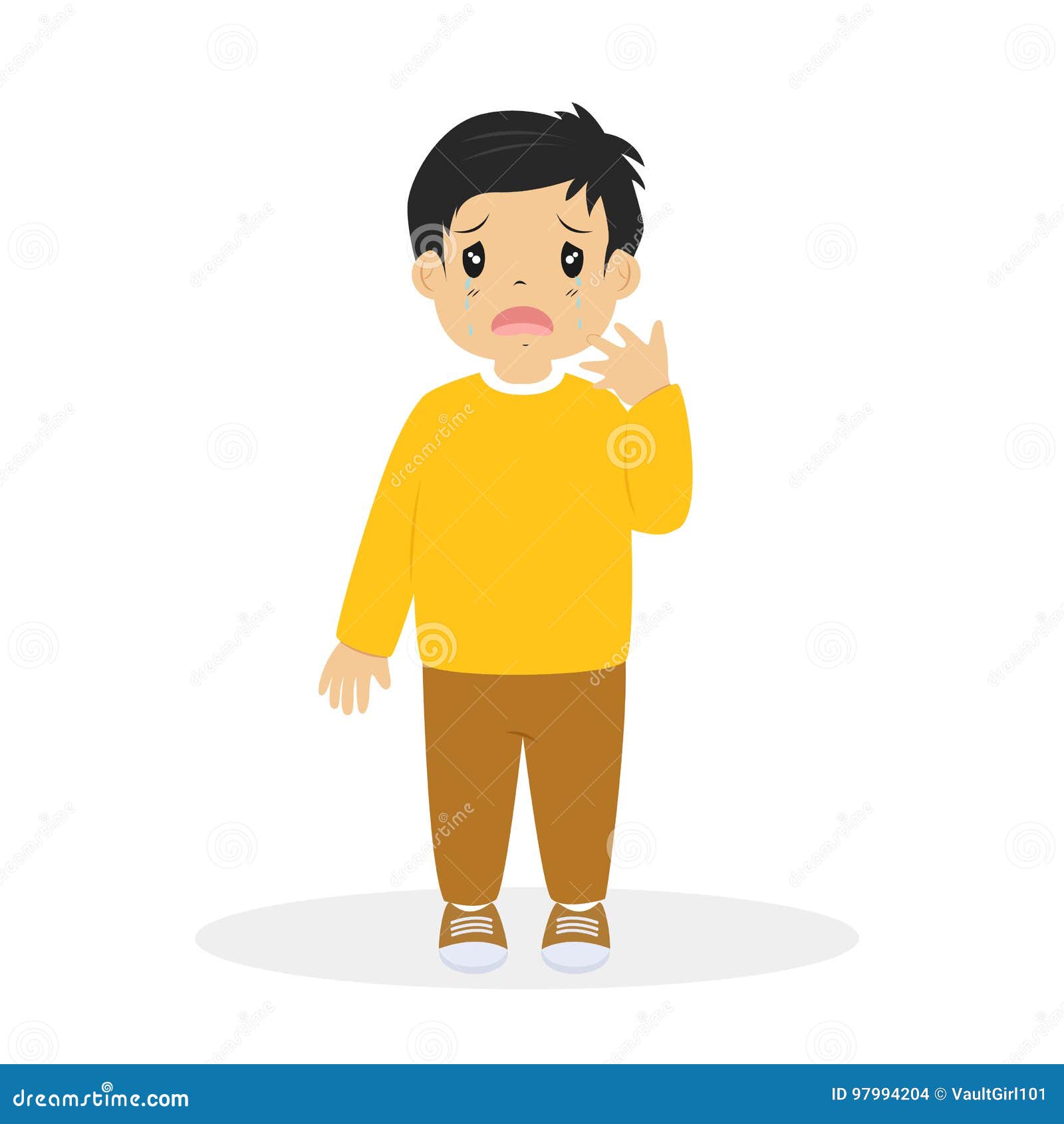 Boy Crying Cartoon Vector stock vector. Illustration of feeling - 97994204