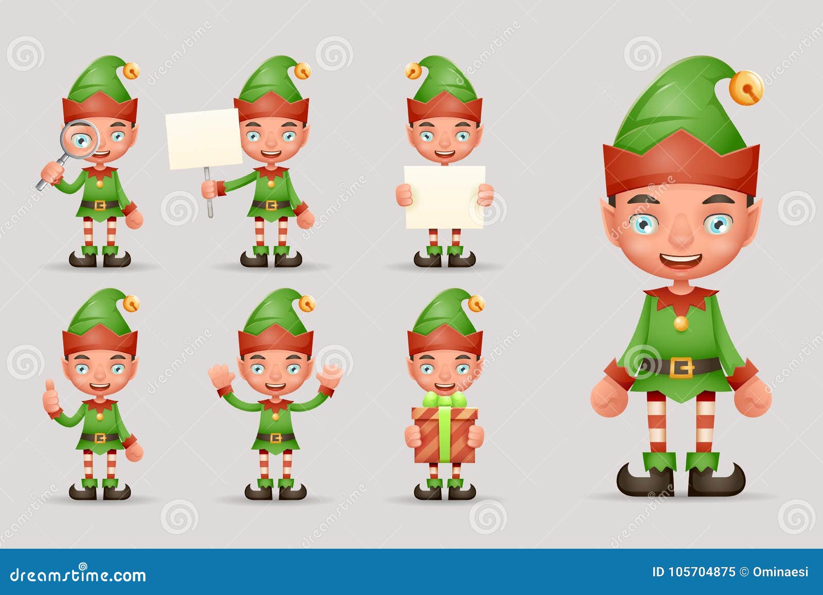 Boy Cute Elf Christmas Santa Claus Helper Teen New Year Holiday 3d Cartoon  Characters Realistic Icons Set Design Vector Stock Vector - Illustration of  design, postcard: 105704875