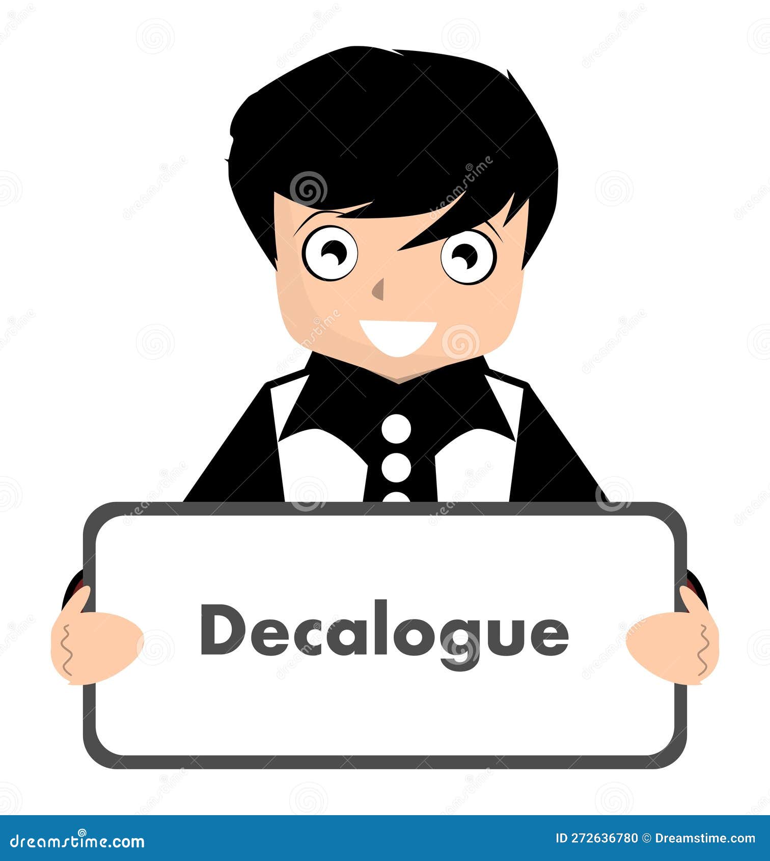 boy with decalogue sign,english, rules, .