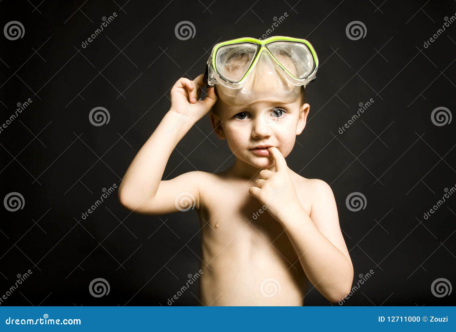 Boy with diving goggles stock photo. Image of background 12711000