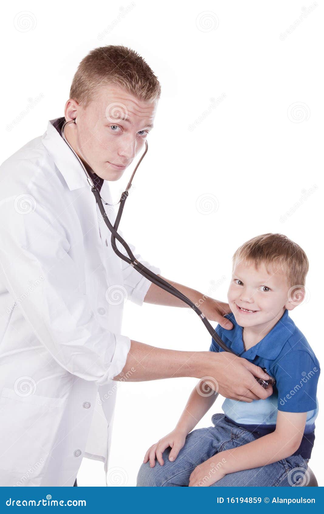 Boy and doctor stethoscope stock image. Image of office 16194859