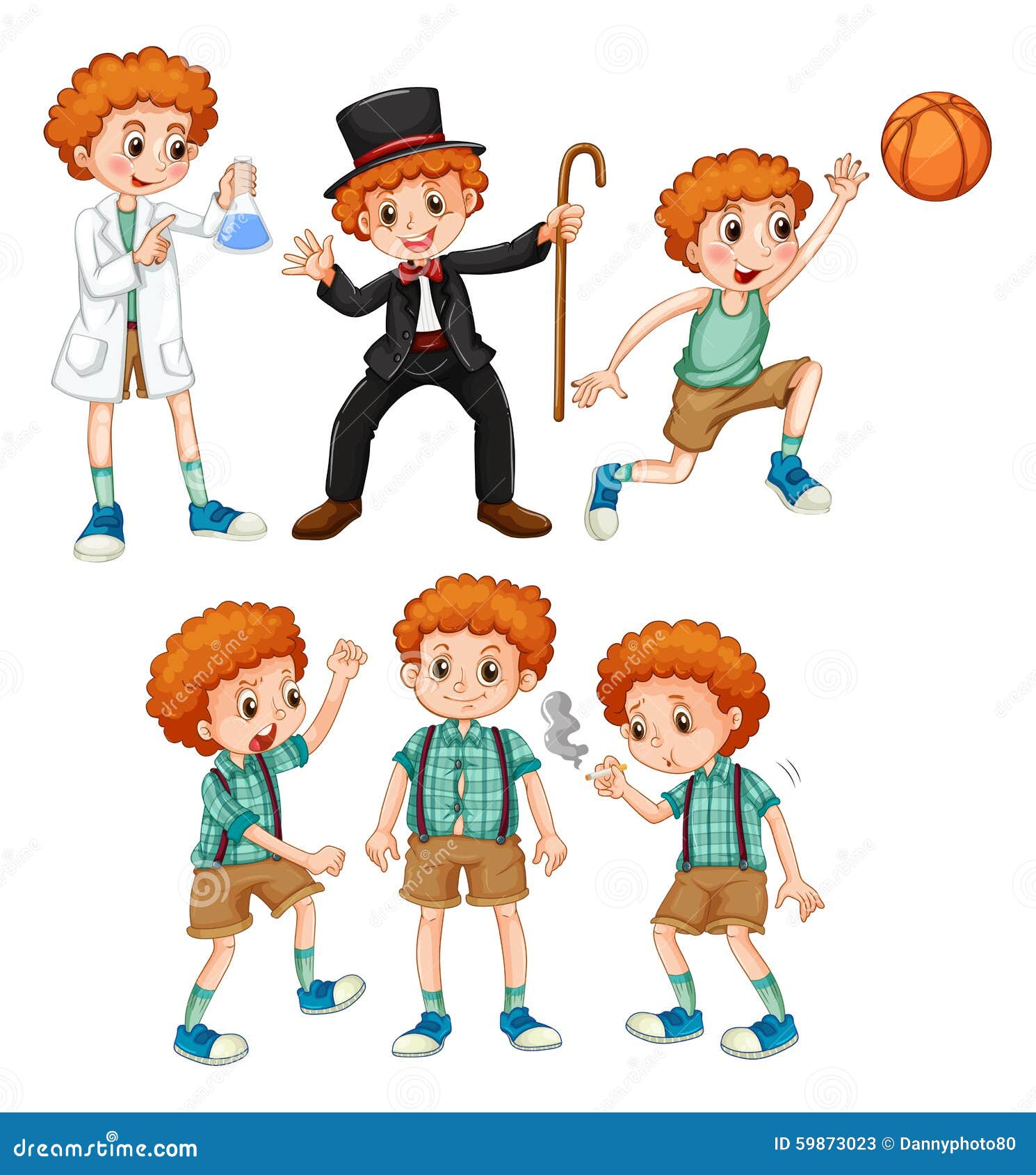 Boy Doing Different Activities Stock Vector Illustration Of