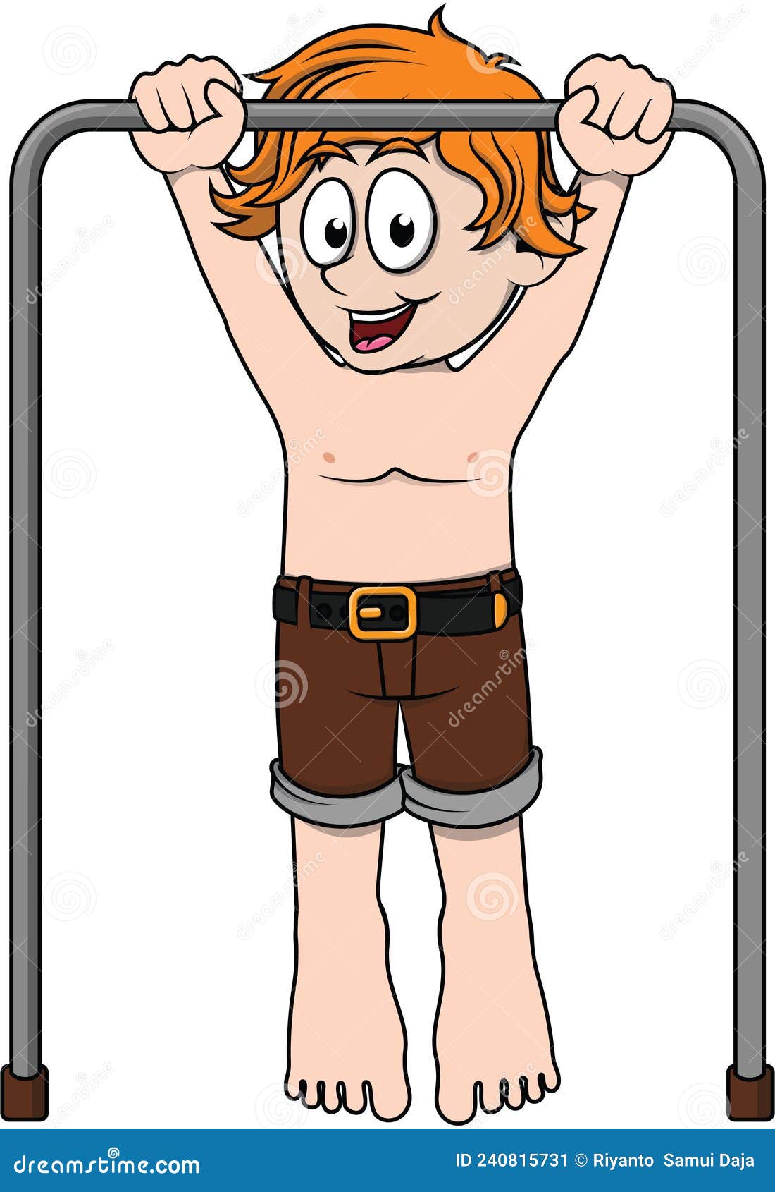 Boy Doing Pull Up Color Illustration Stock Vector Illustration of
