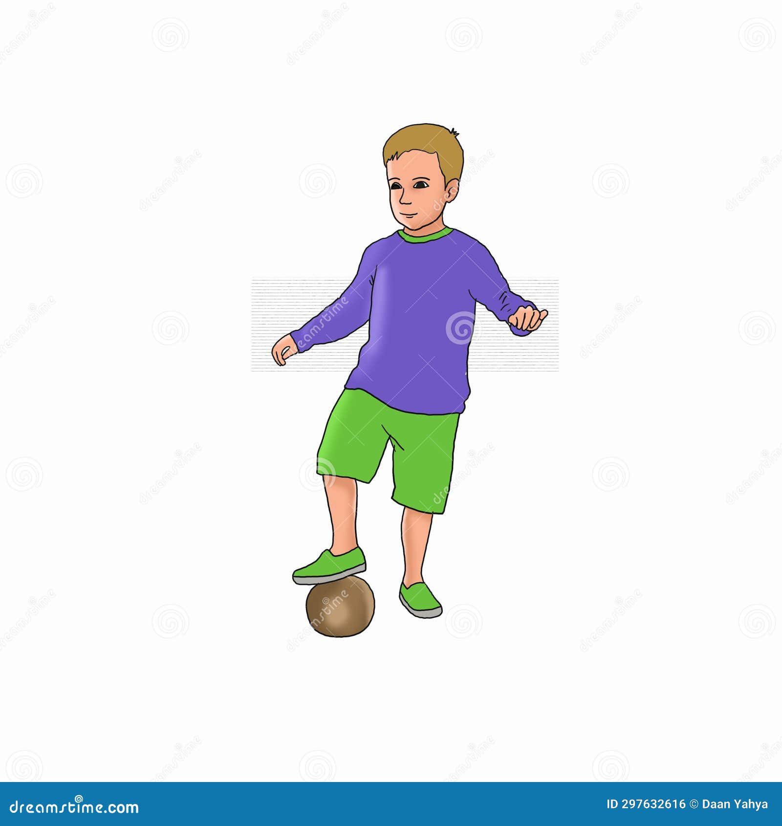 A Boy Dribling a Small Ball Illustration Stock Illustration