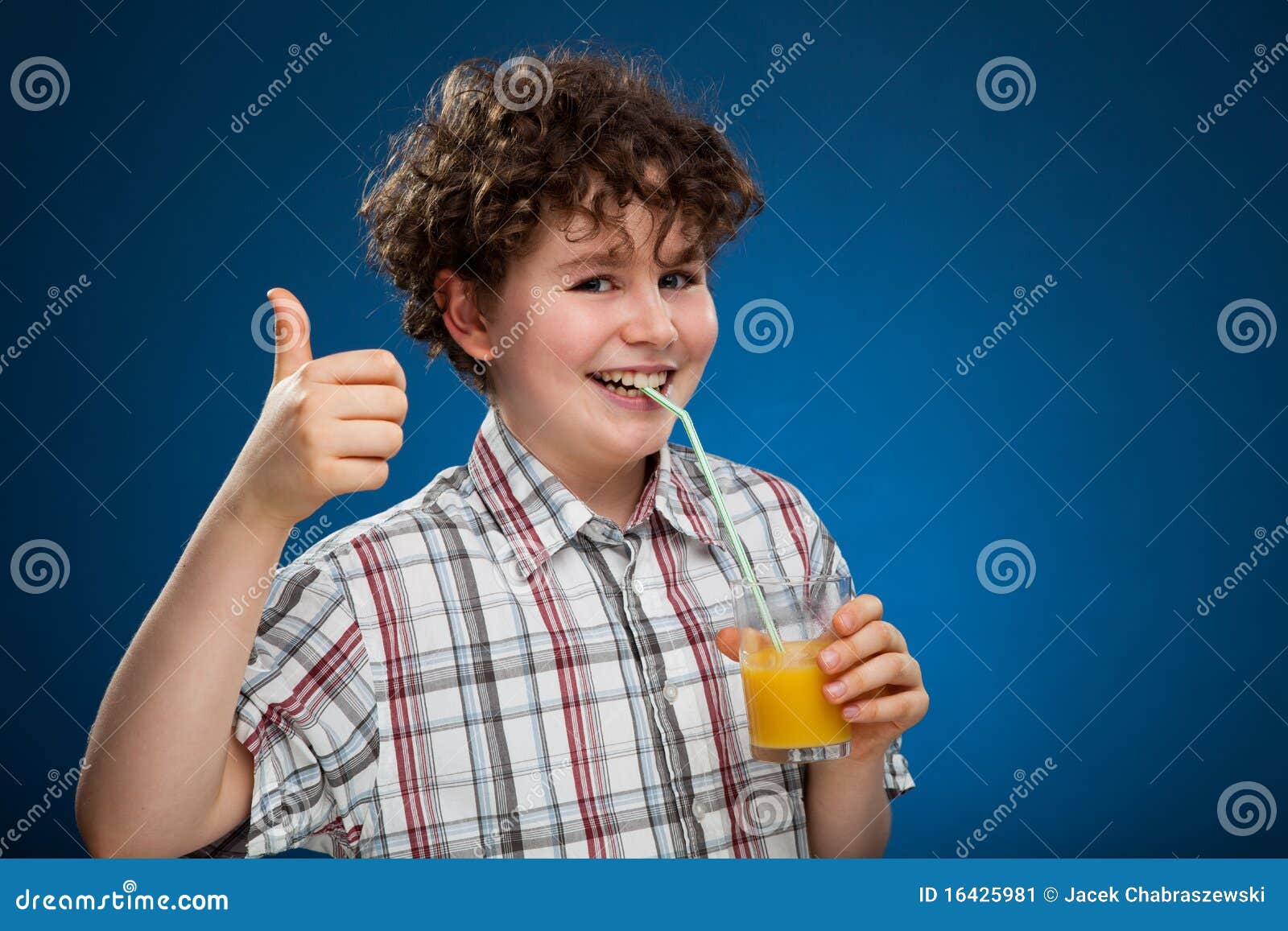 Boy Drinking Juice OK Sign Stock Image Image of gestures, beverage