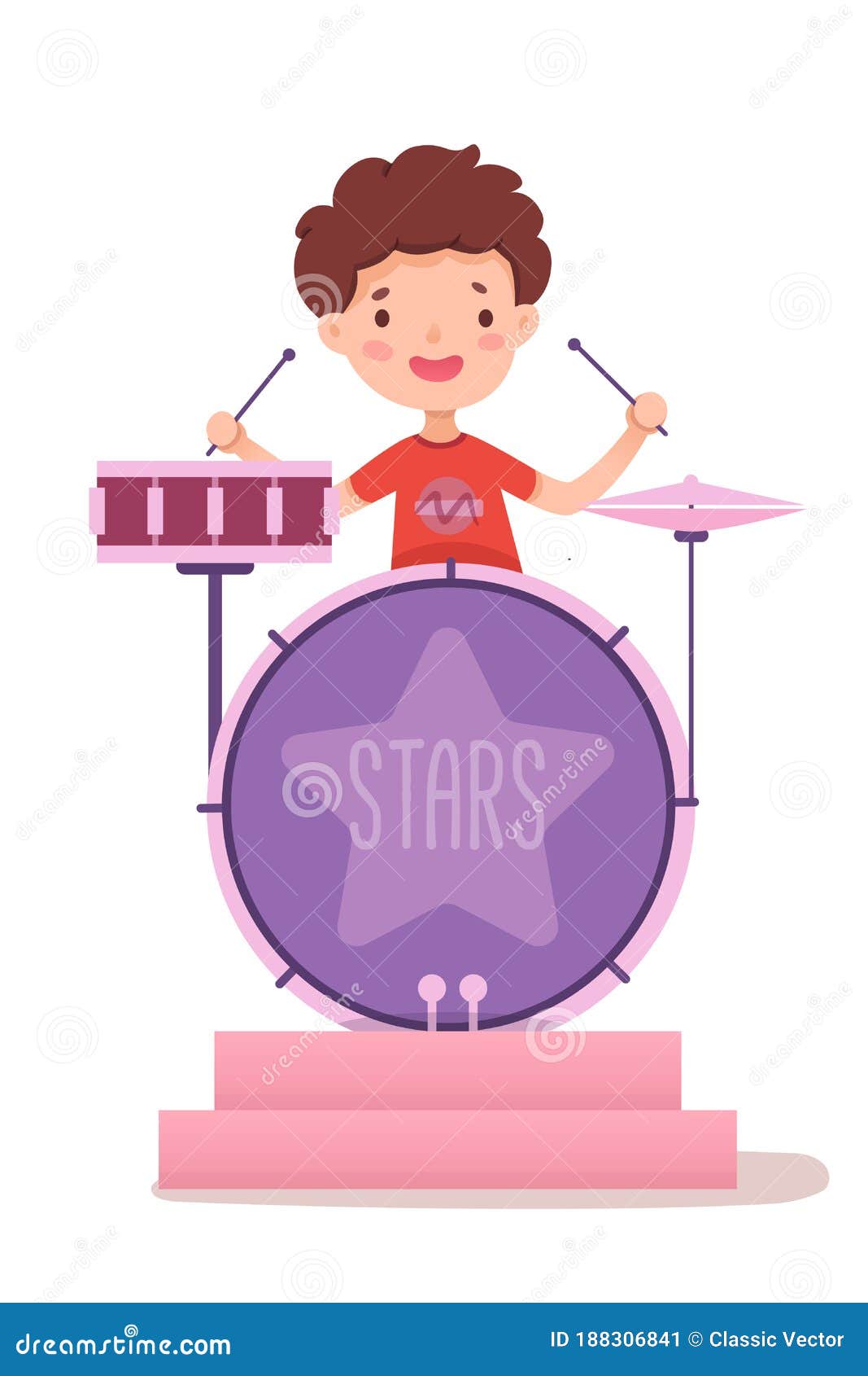 Boy Drummer Flat Vector Illustration. Talented Young Musician Holding  Drumsticks Cartoon Character Stock Vector - Illustration of human, hobby:  188306841