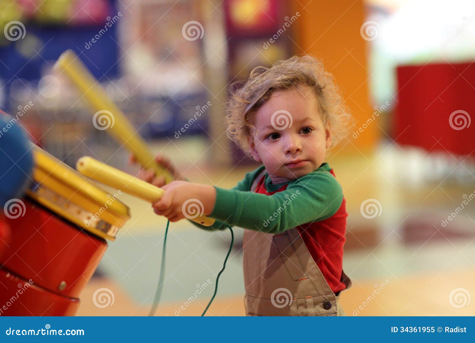 Boy drumming stock image. Image of cute, childhood, learn 34361955