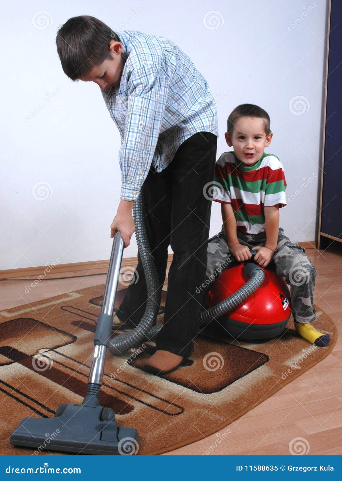 Boy Dust with Vacuum Cleaner Stock Image Image of clean, vacuum 11588635