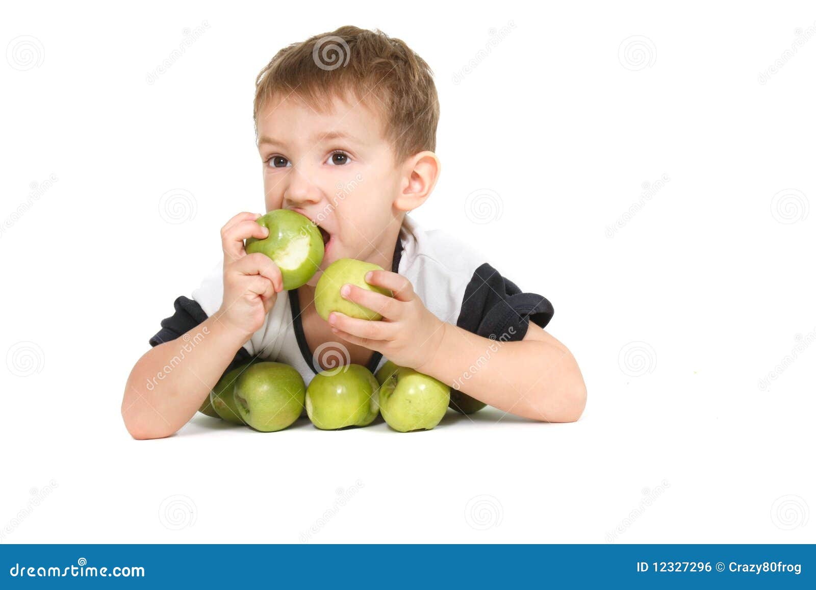 Boy eating apples stock photo. Image of infant, male 12327296