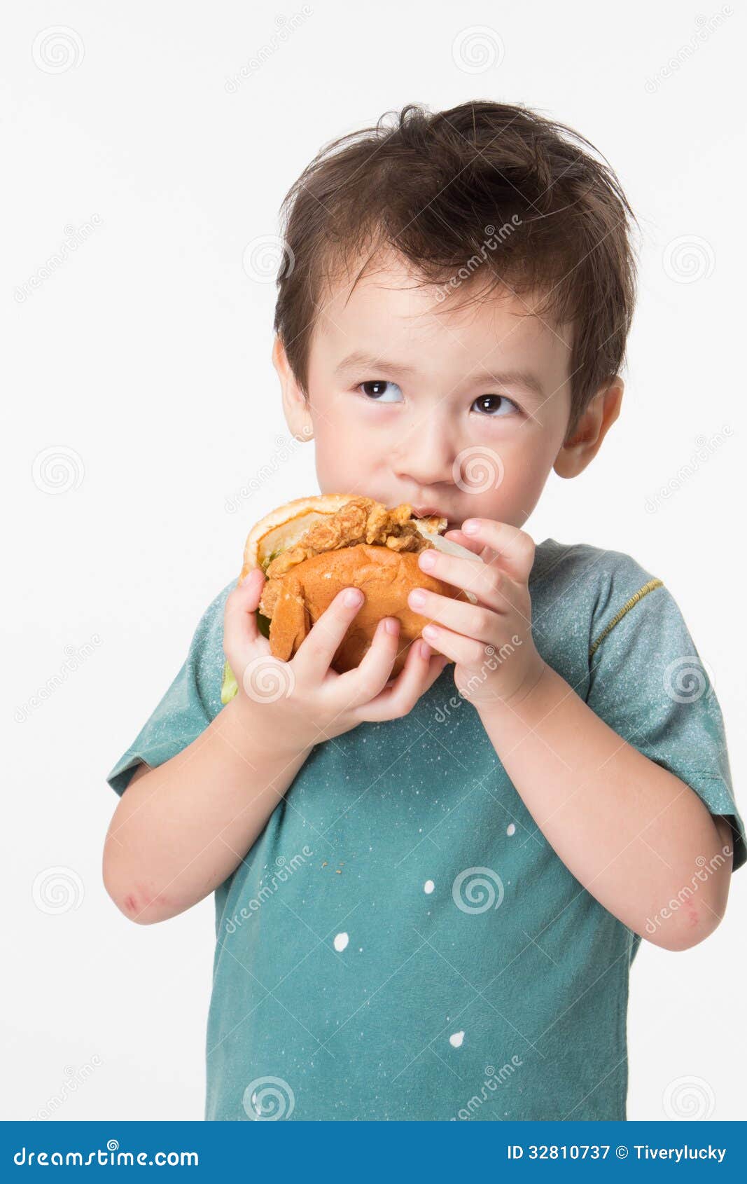 Boy eating a burger stock image. Image of hamburger, closeup 32810737