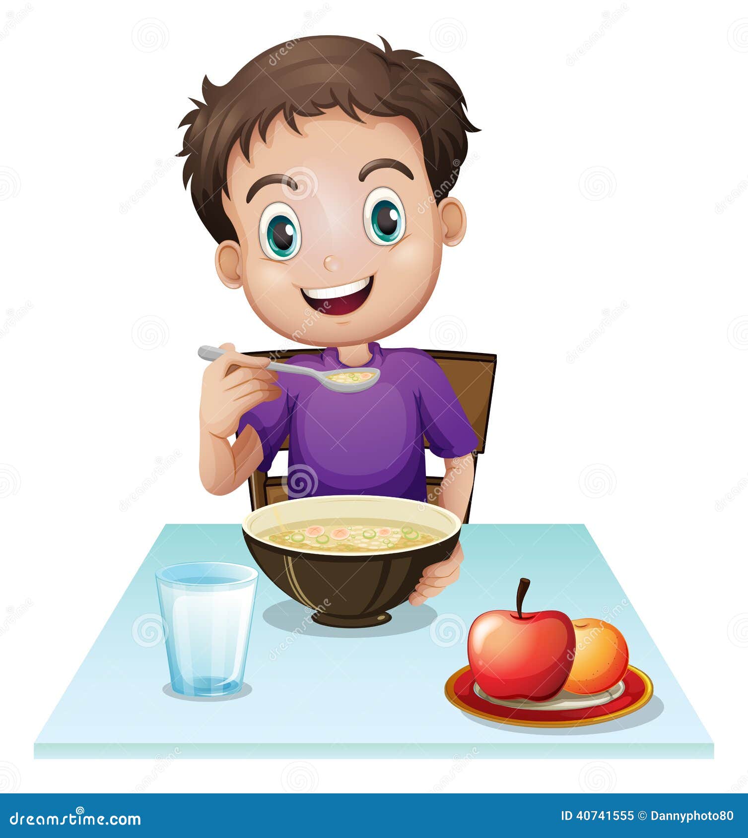 A Boy Eating His Breakfast At The Table Stock Vector - Image: 40741555