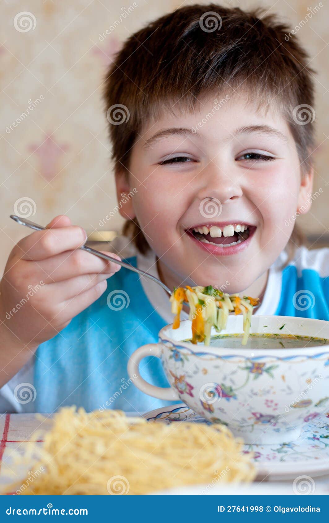 Boy Eating Homemade Noodles Stock Photo Image of home, eating 27641998