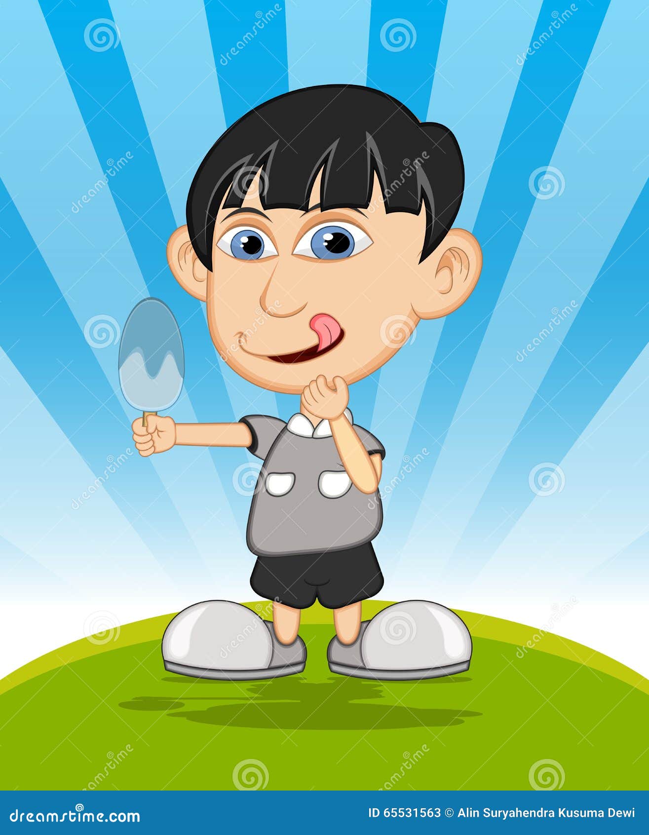 Download The Boy Eating Ice Cream Cartoon Vector Illustration Stock Vector - Illustration of child ...