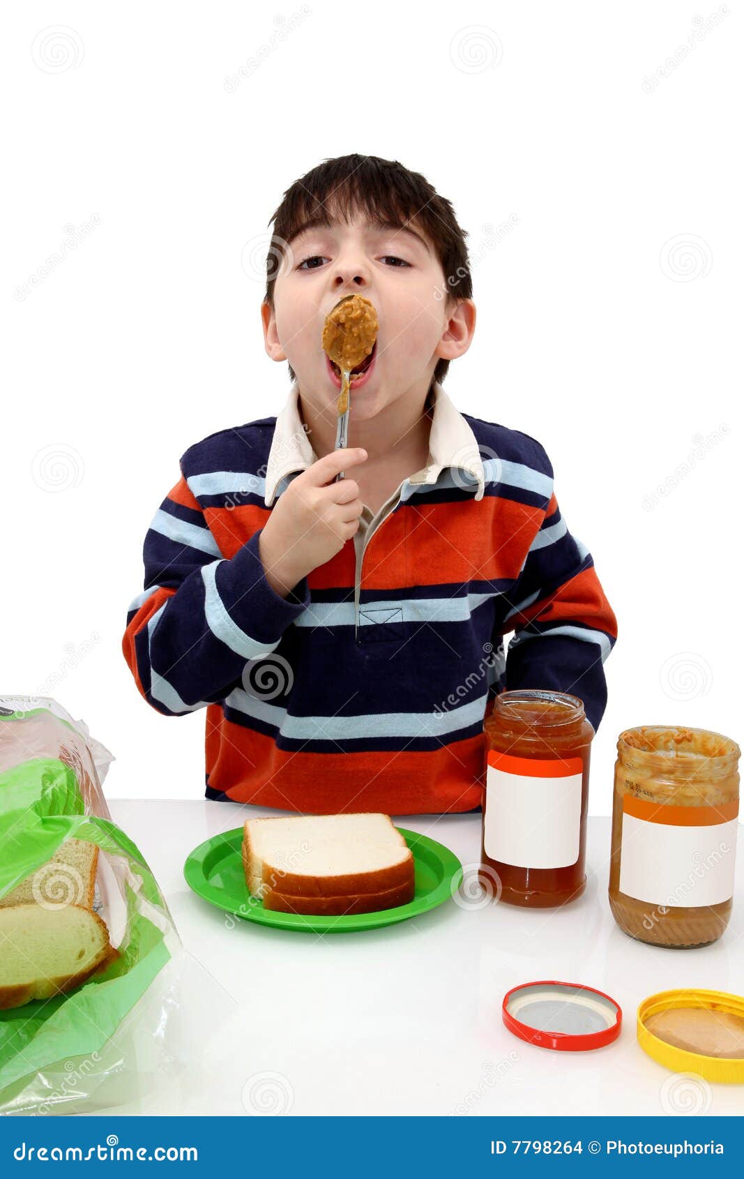 Boy Eating Peanutbutter stock photo. Image of caucasian 7798264