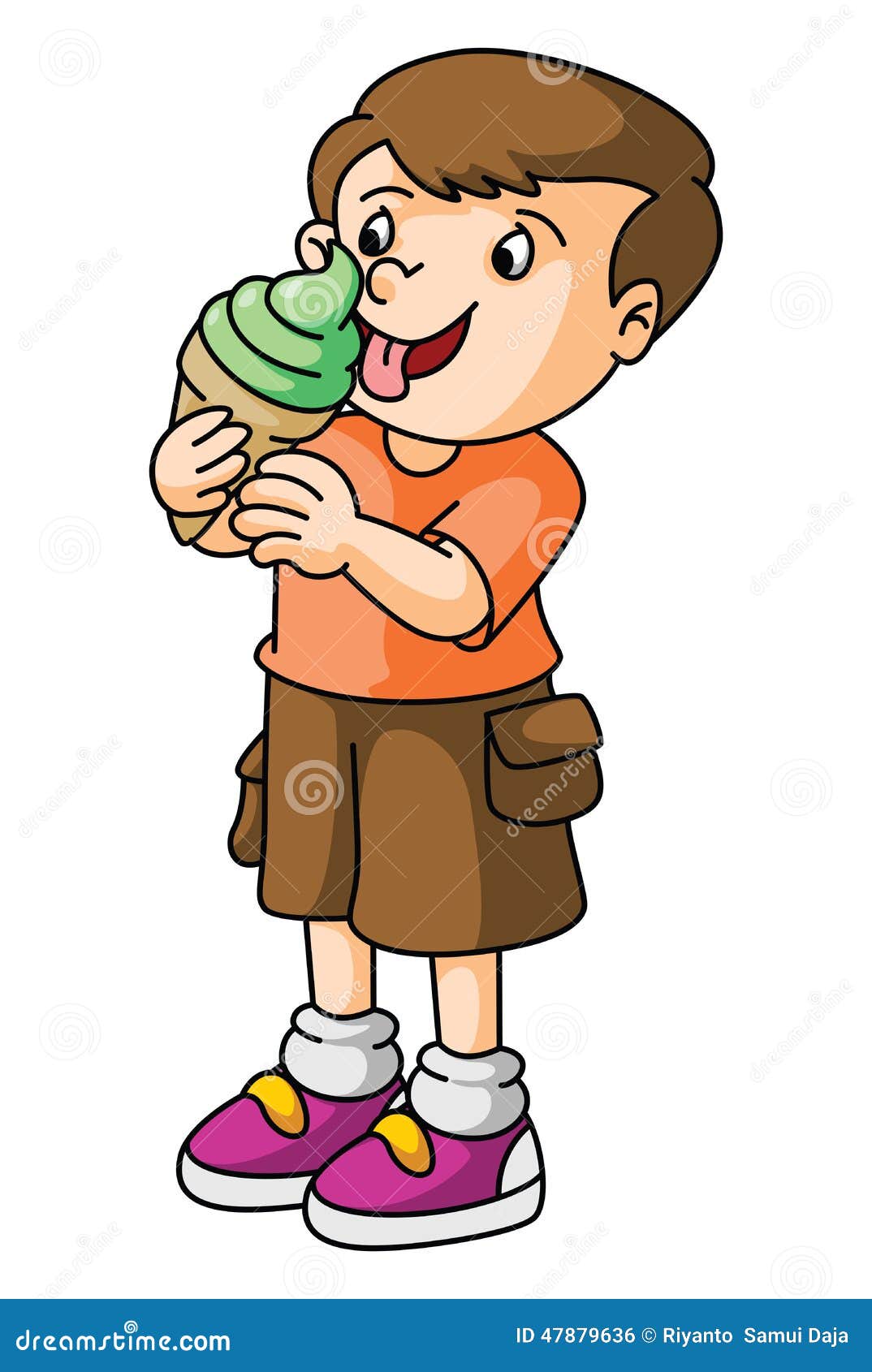 Boy Eats Ice Cream Stock Vector Illustration Of Candy 47879636