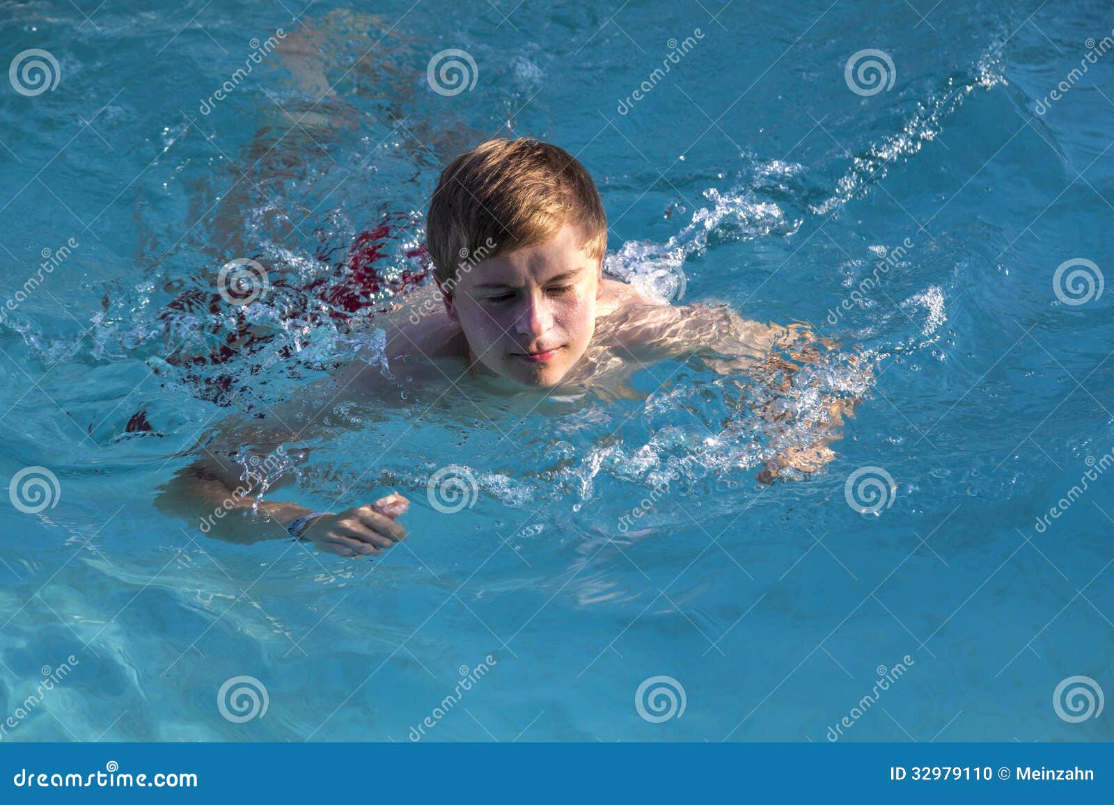 Boy Enjoys Swimming in the Pool Stock Photo Image of sunny, vacations