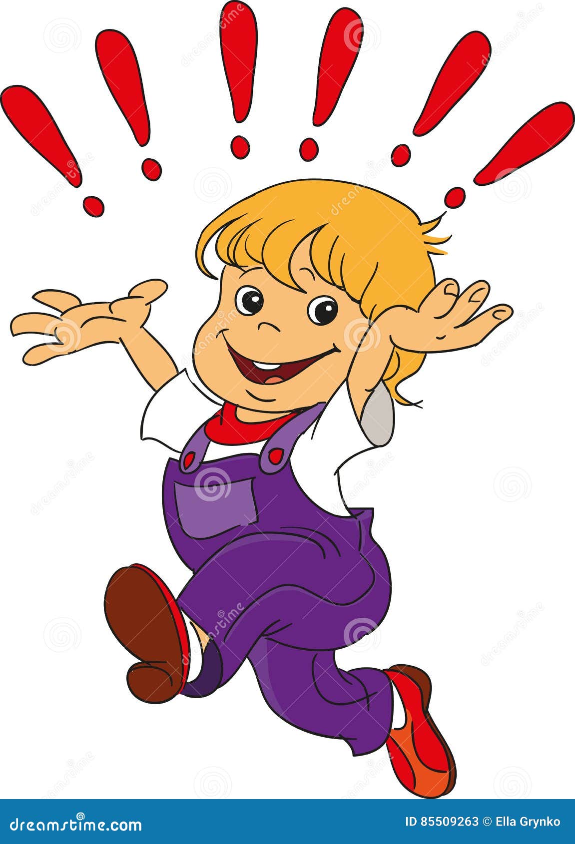 Boy with exclamation marks stock vector. Illustration of person 85509263