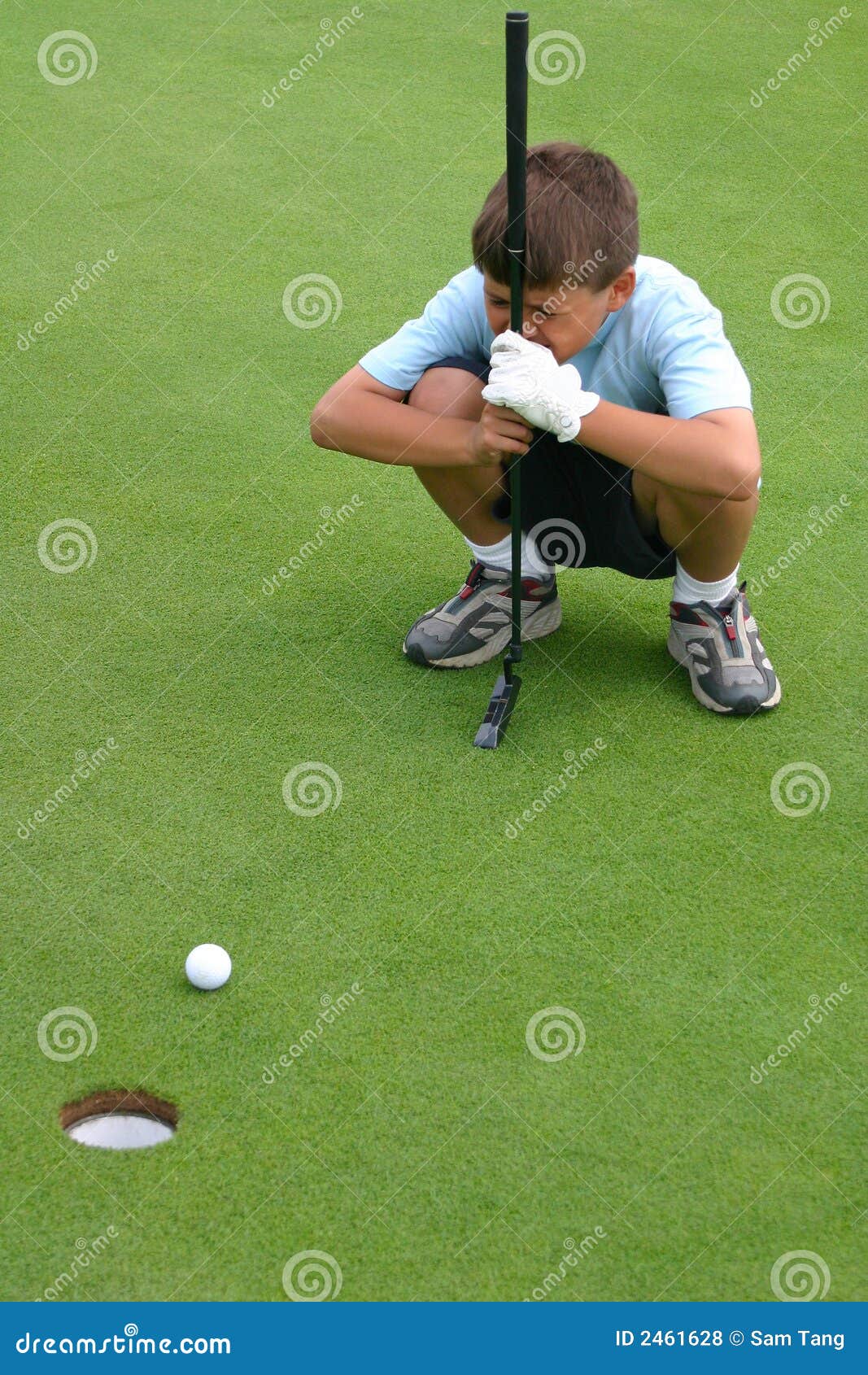 Boy Eyeballs Gimme Golf Putt Stock Photo Image of person, people 2461628