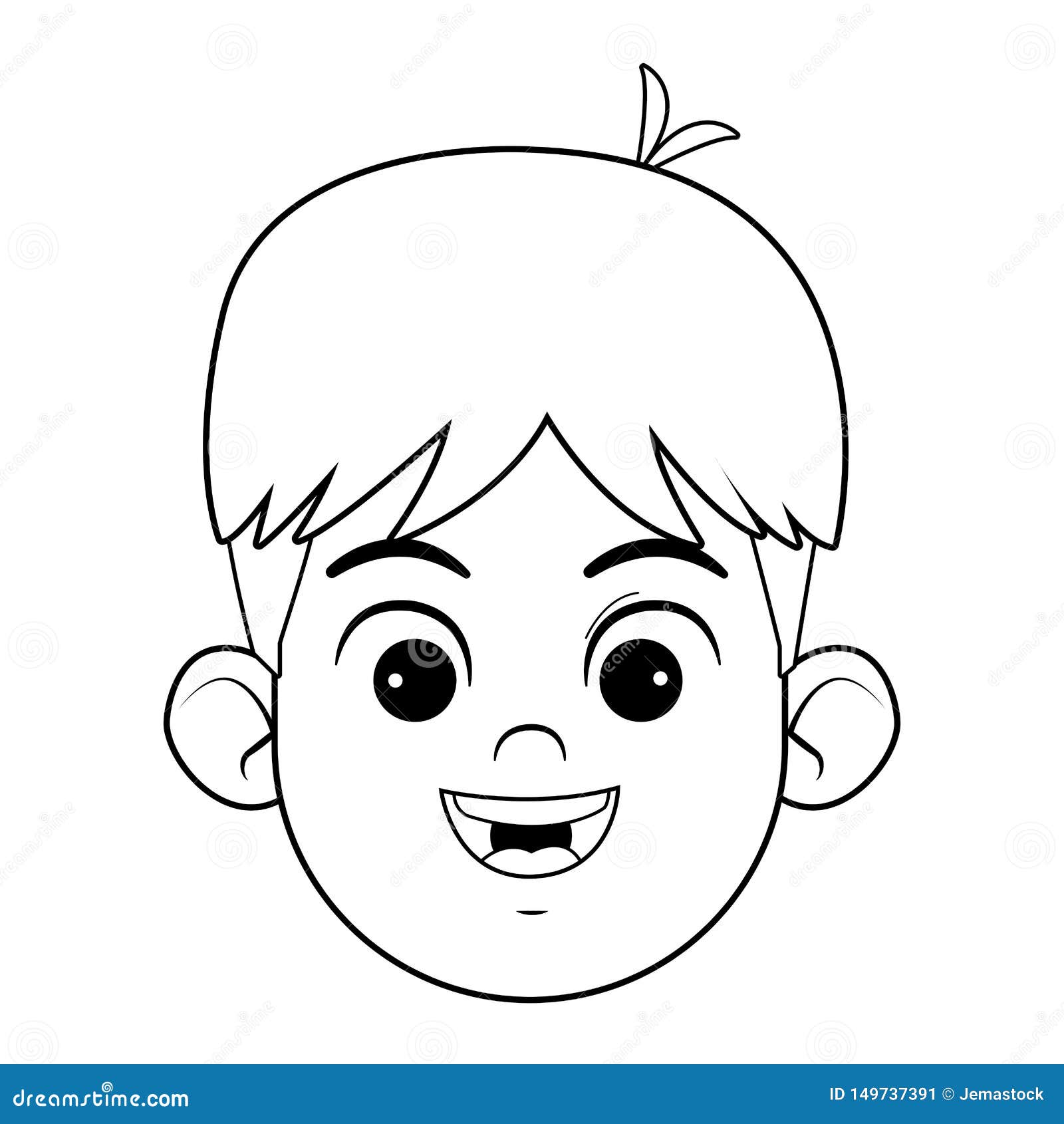 Kind Smiling Boy Face (Black)