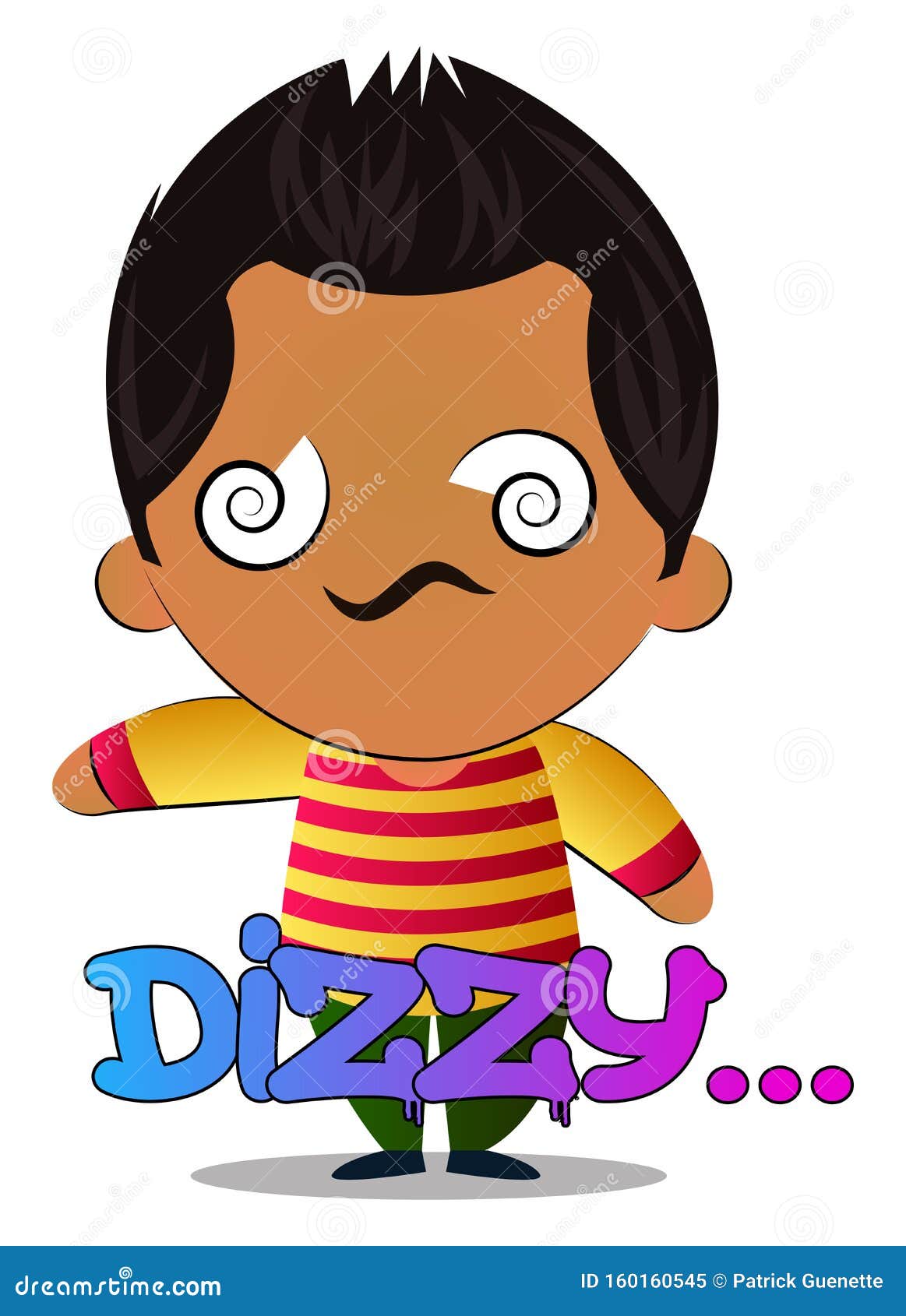 Boy is Feeling Dizzy, Illustration, Vector Stock Vector - Illustration