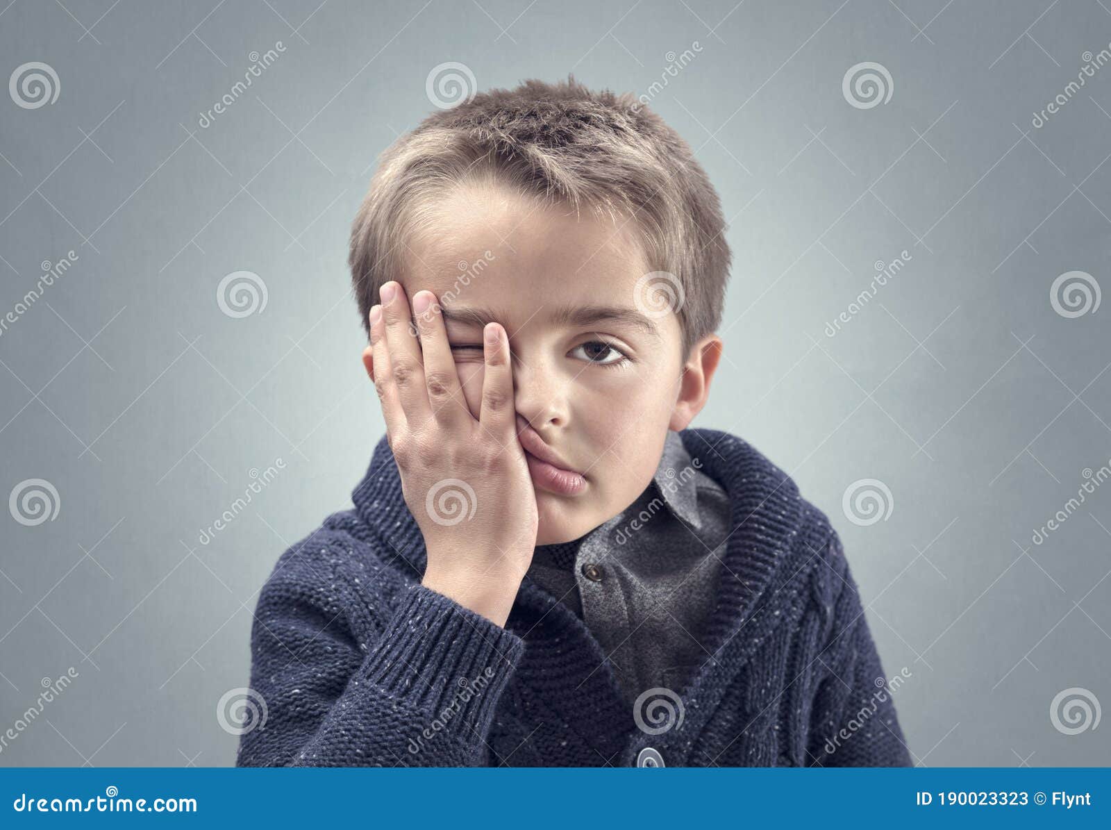Boy Feeling Fed Up, Depressed, Bored or Stressed and Showing ...