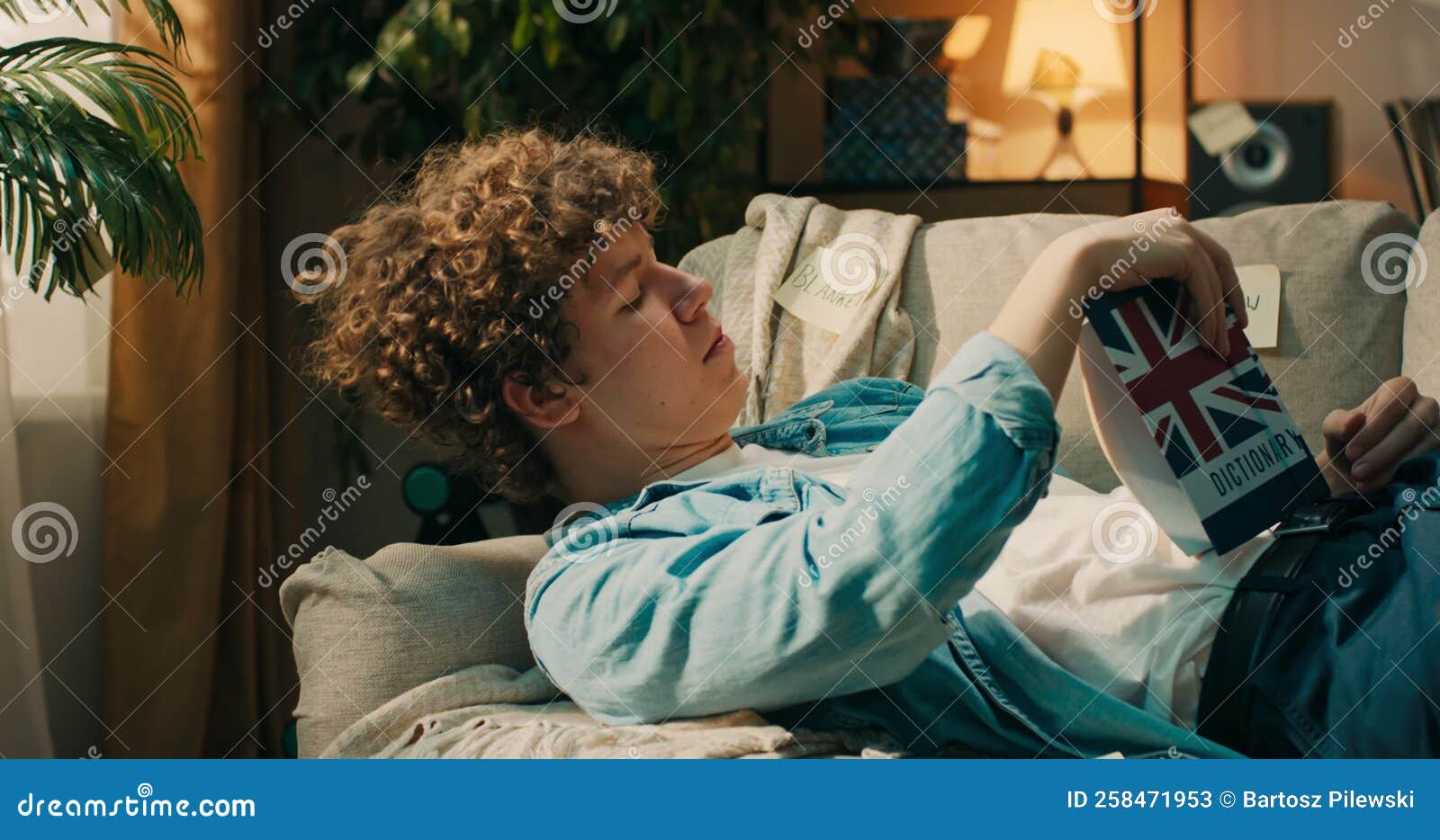 A Boy in Final Year of High School is Preparing for Exam, Studying