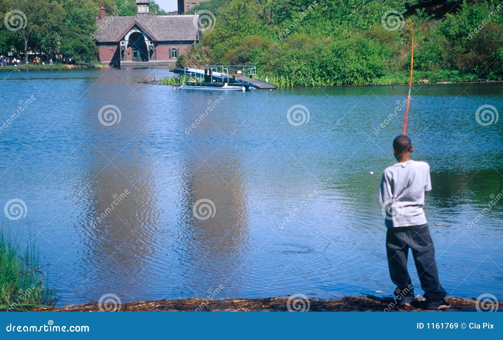 Boy Fishing in Central Park Stock Image Image of fishing, scenic 1161769