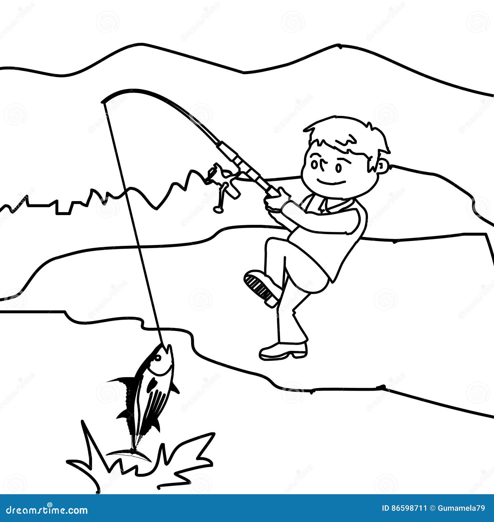 fishing rod coloring pages