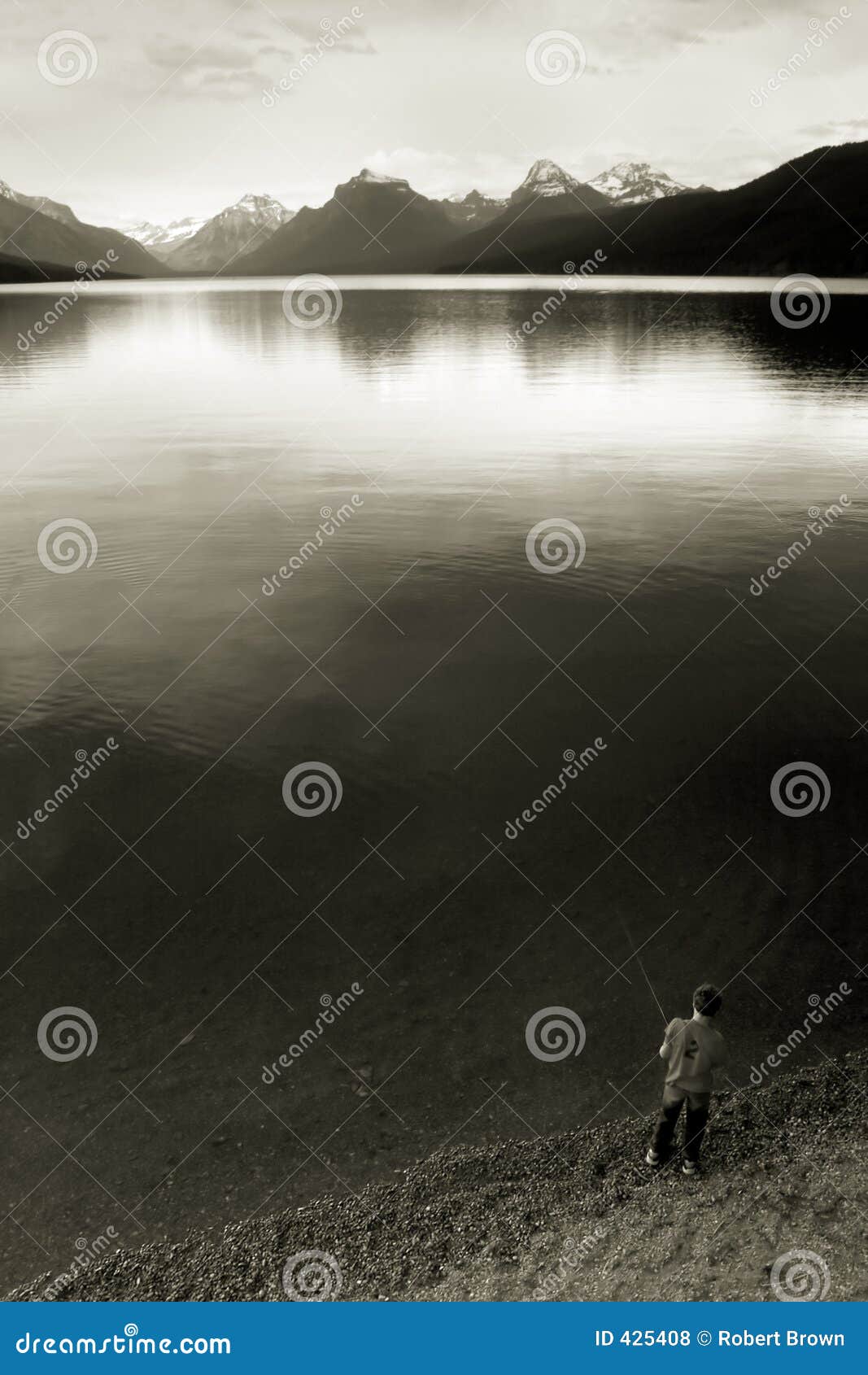 Boy Fishing, Lake McDonald stock photo. Image of smooth 425408