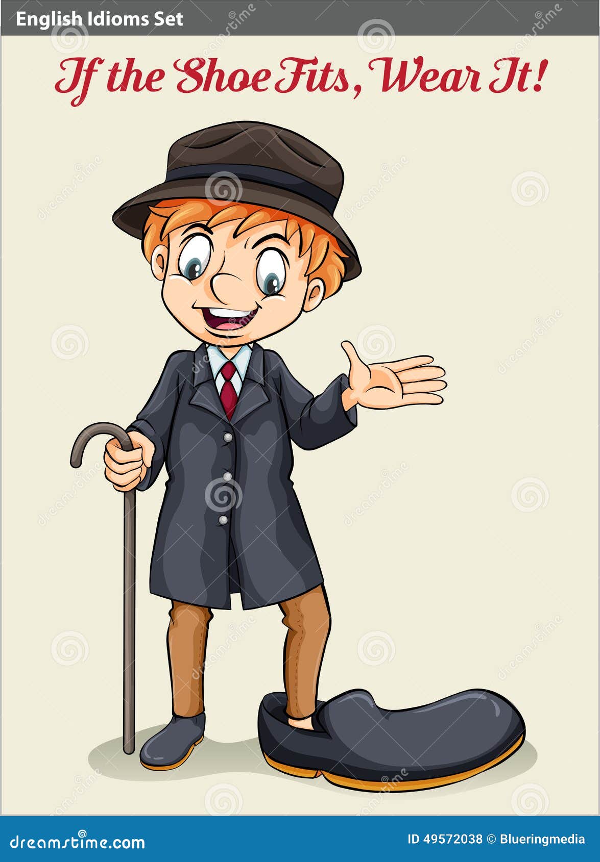 A boy fitting the big shoe stock vector. Illustration of idiomatic