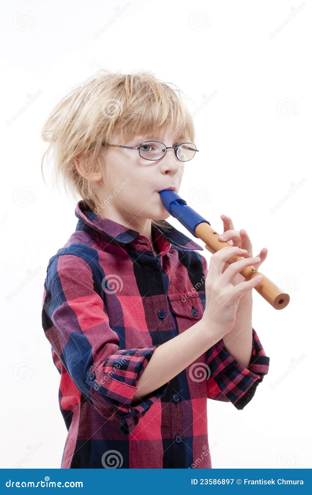Boy with a flute stock image. Image of small, people 23586897
