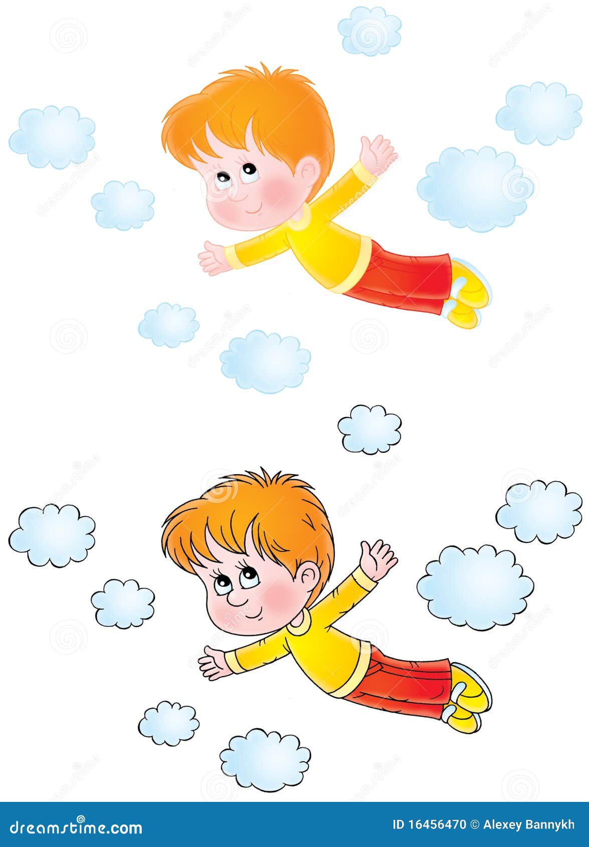 Download Boy flying in dreams stock illustration. Image of children - 16456470