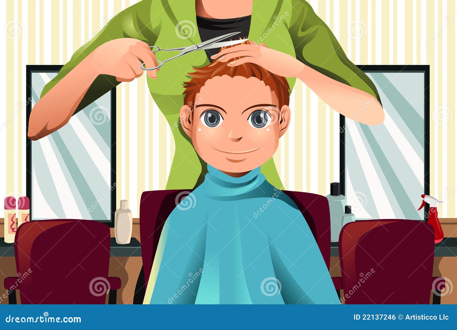 Boy getting a haircut stock vector. Illustration of vector 