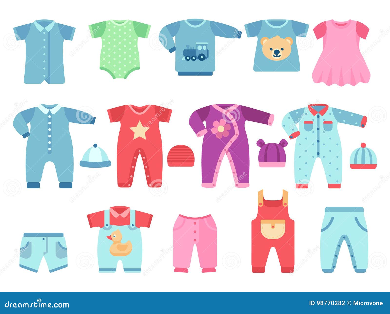 Boy and Girl Baby Garments. Infant Vector Clothes Stock Vector ...