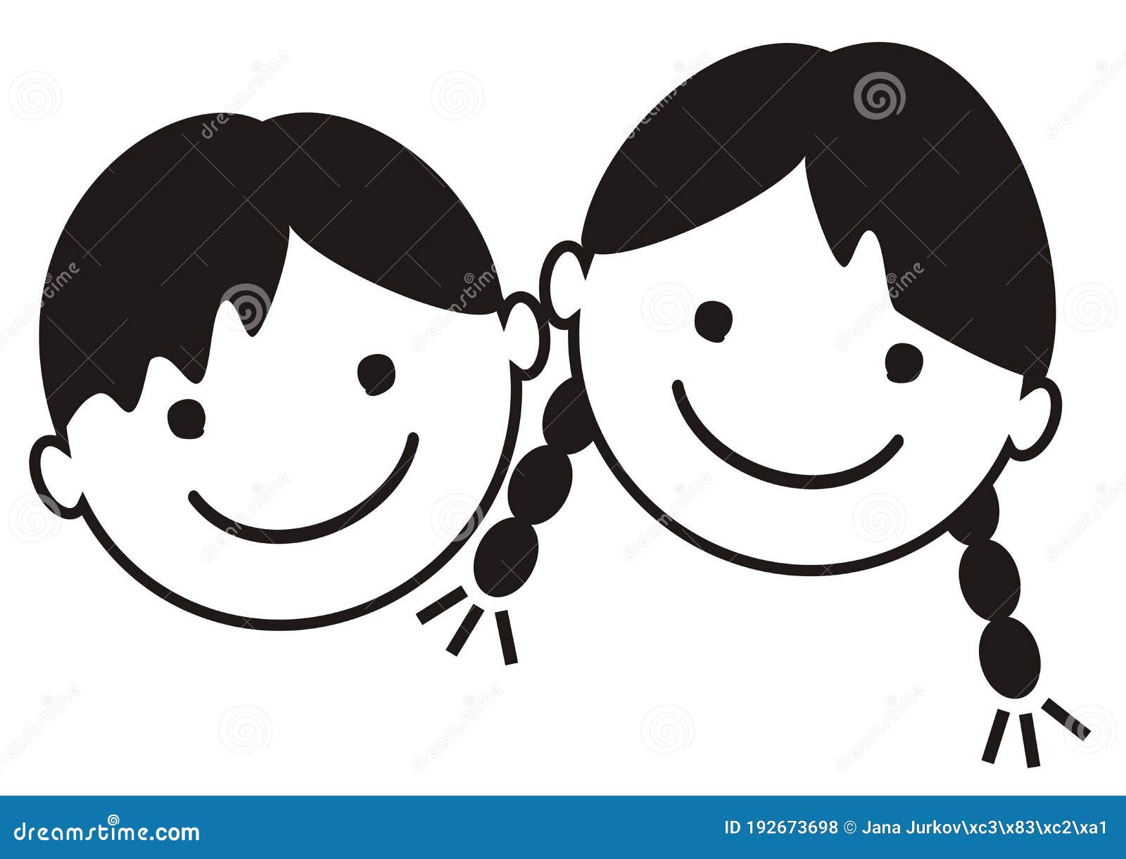 Boy and Girl, Black Vector Icon Stock Vector Illustration of happy, cute 192673698