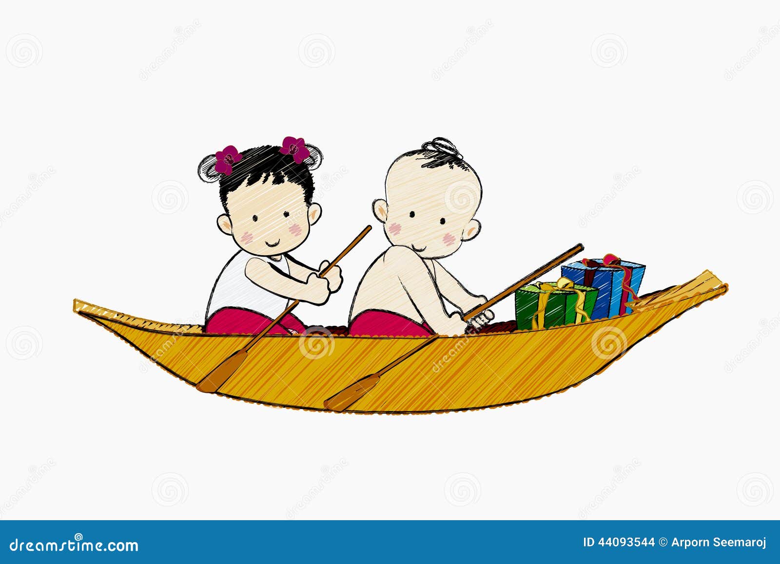 Boy And Girl On The Boat Stock Vector - Image: 44093544