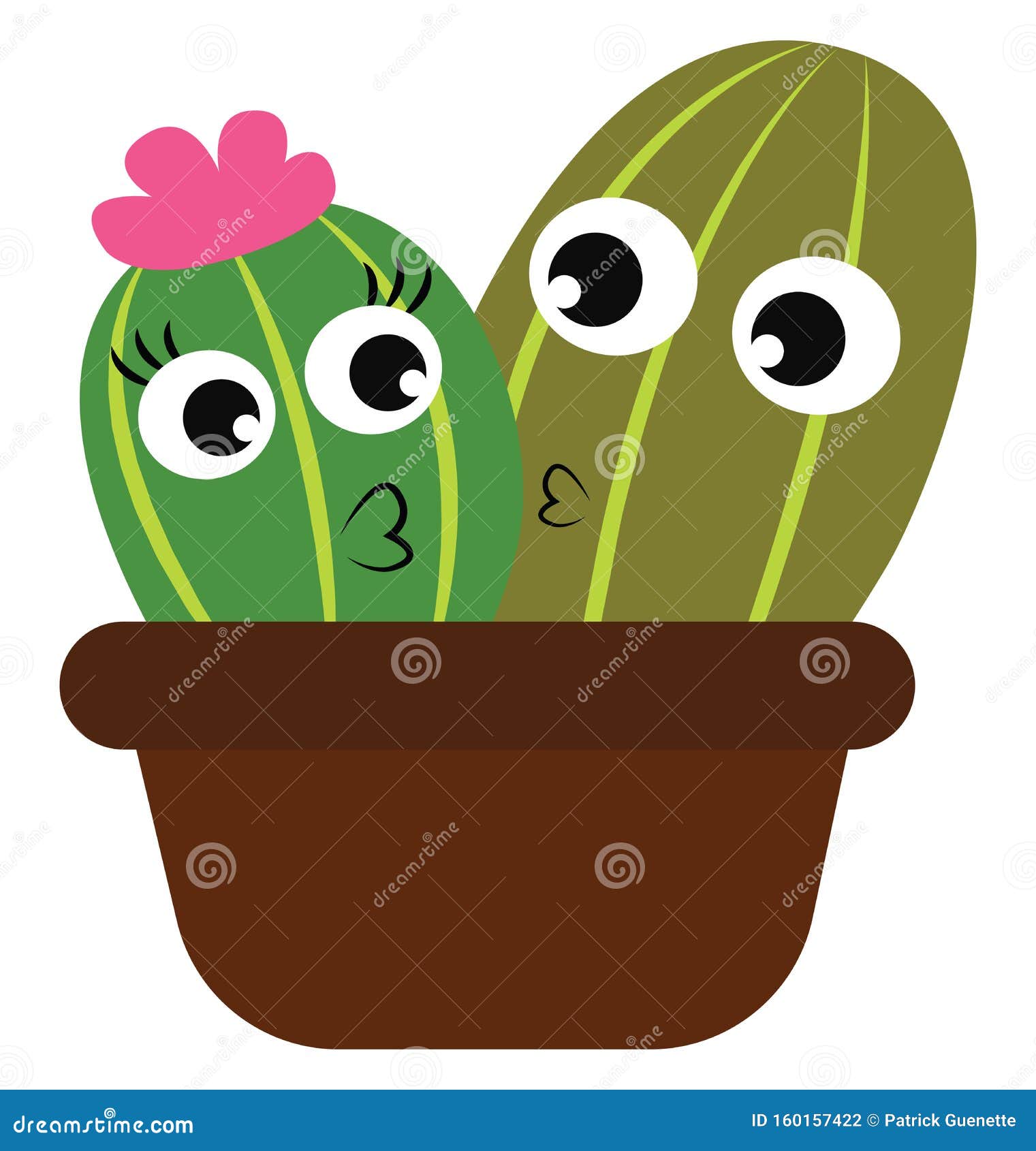 Boy and Girl Cactus Plants in a Brown Flower Pot Vector or Color  Illustration Stock Vector - Illustration of leaf, home: 160157422