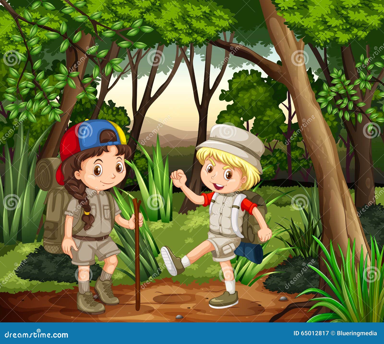 Download Boy And Girl Camping In The Woods Stock Vector ...
