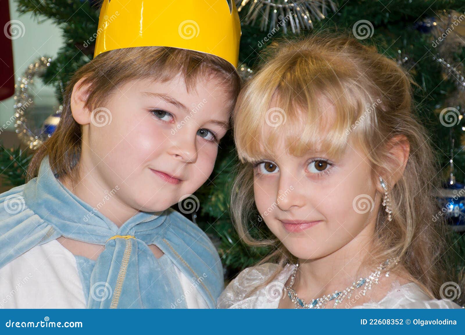 Boy and Girl in Carnival Costumes Stock Photo Image of girl, tree