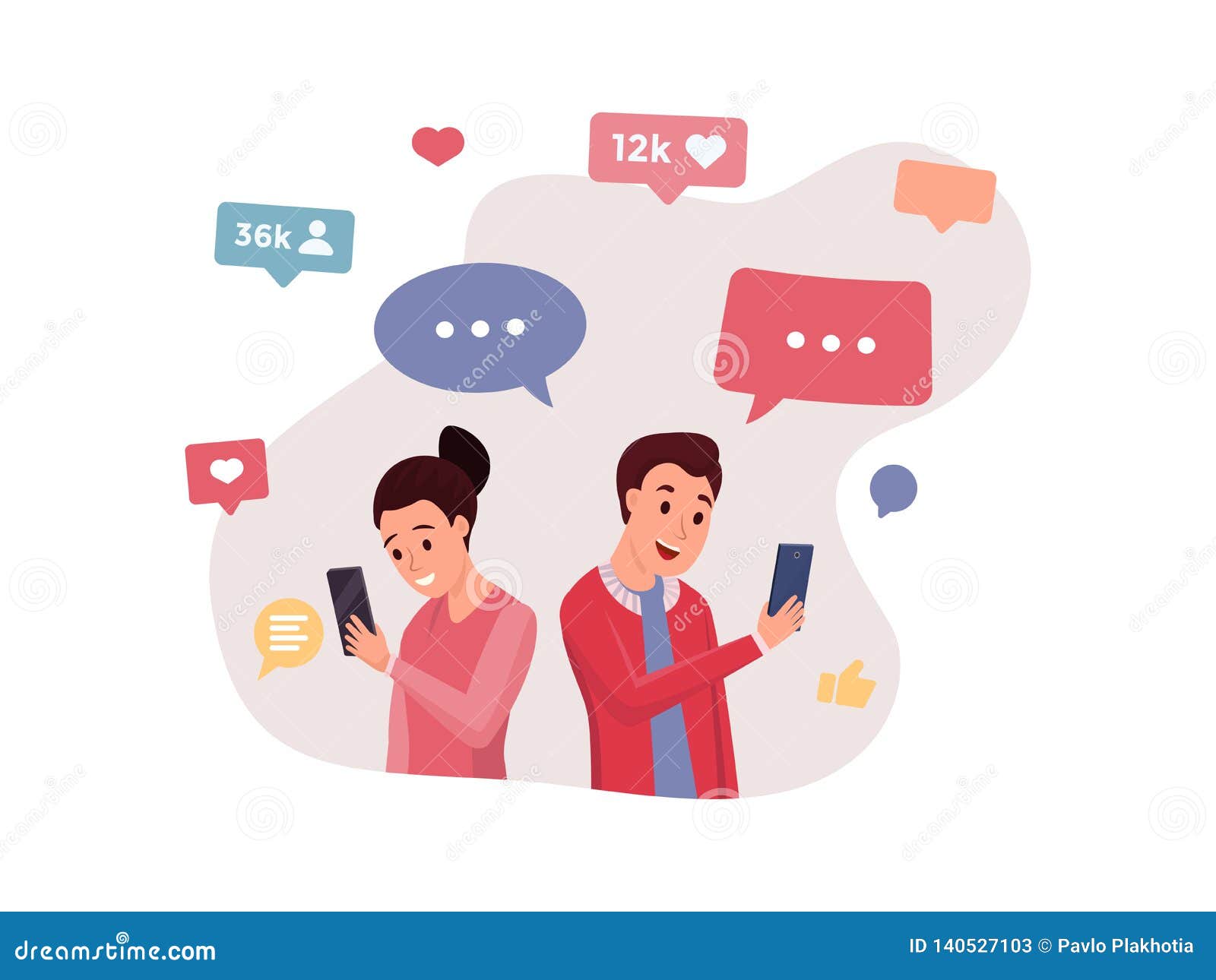 Boy and Girl Communicate Via Internet App Stock Vector - Illustration of  networking, girl: 140527103