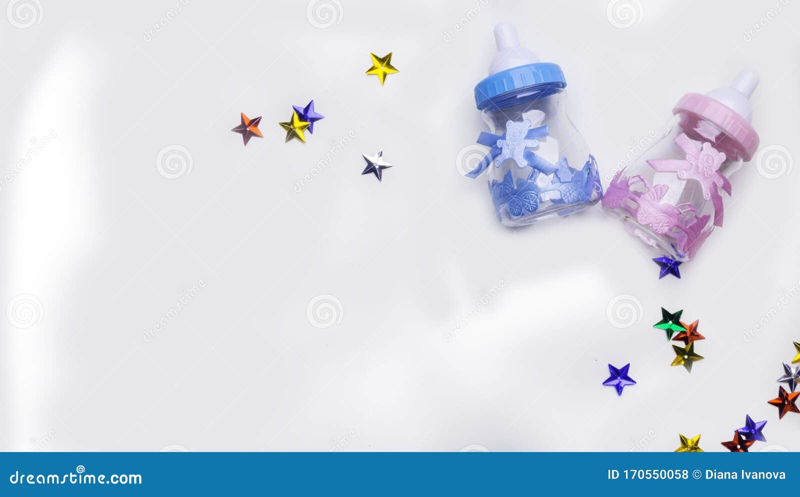 Download Is It A Boy Or A Girl Concept. Blue And Pink Toy Bottles Isolated On White. Twins Baby Shower ...