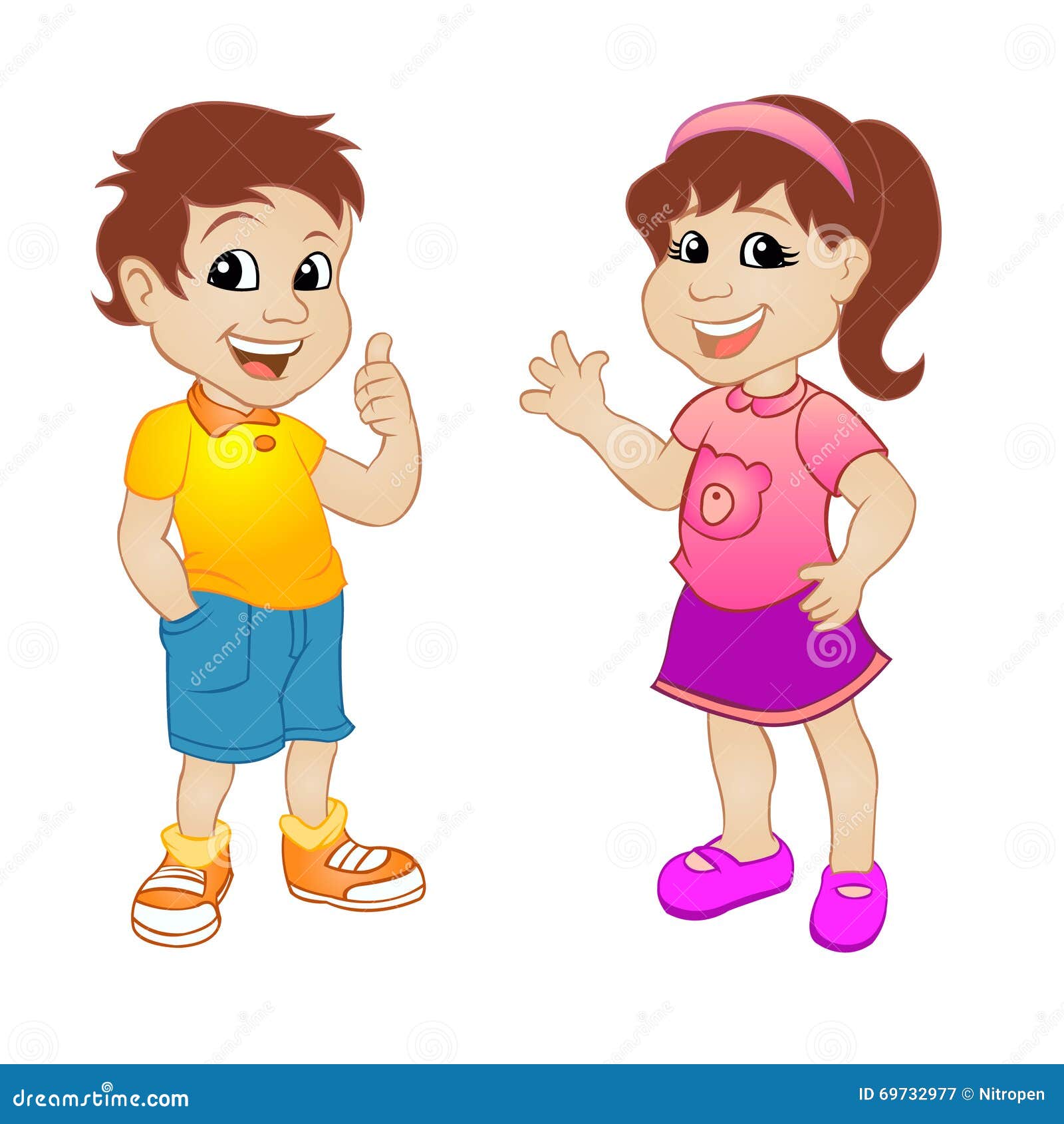 Boy and Girl. Cute Children Funny Cartoon Stock Vector - Illustration of  girl, lady: 69732977