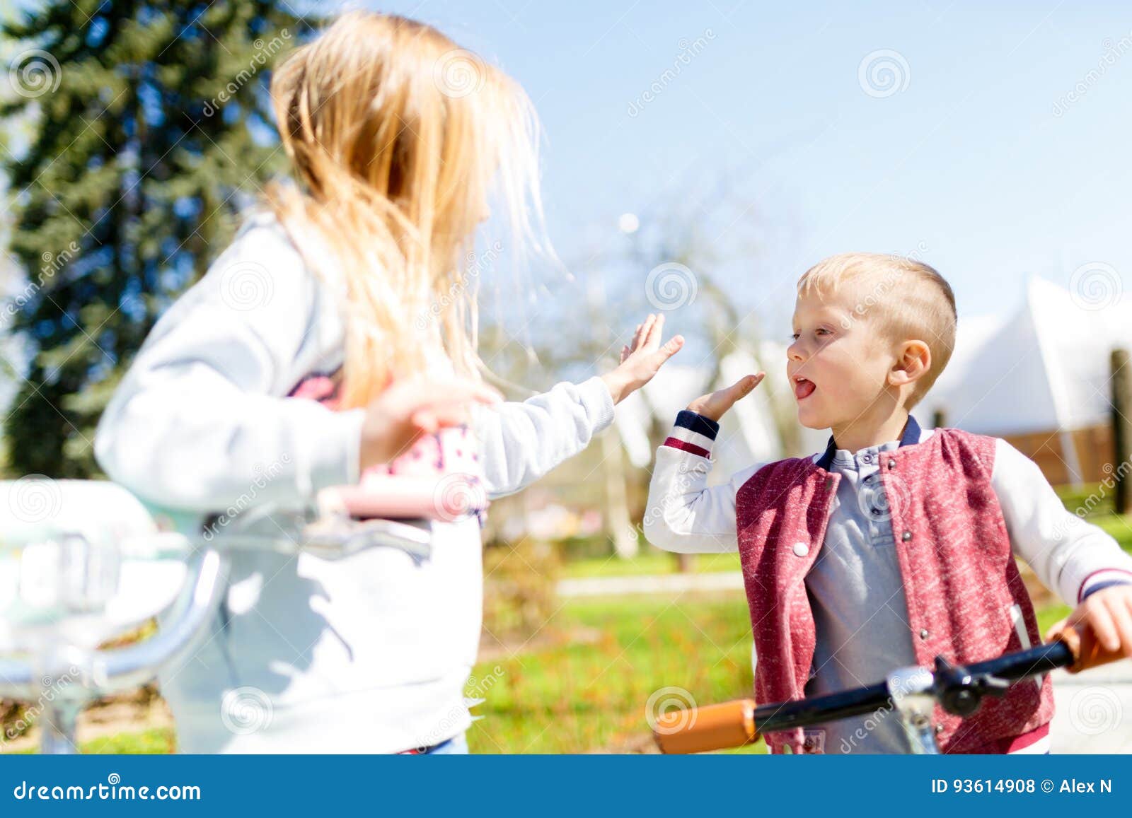 Boy with Girl Doing Handshake Stock Photo Image of happiness, playing