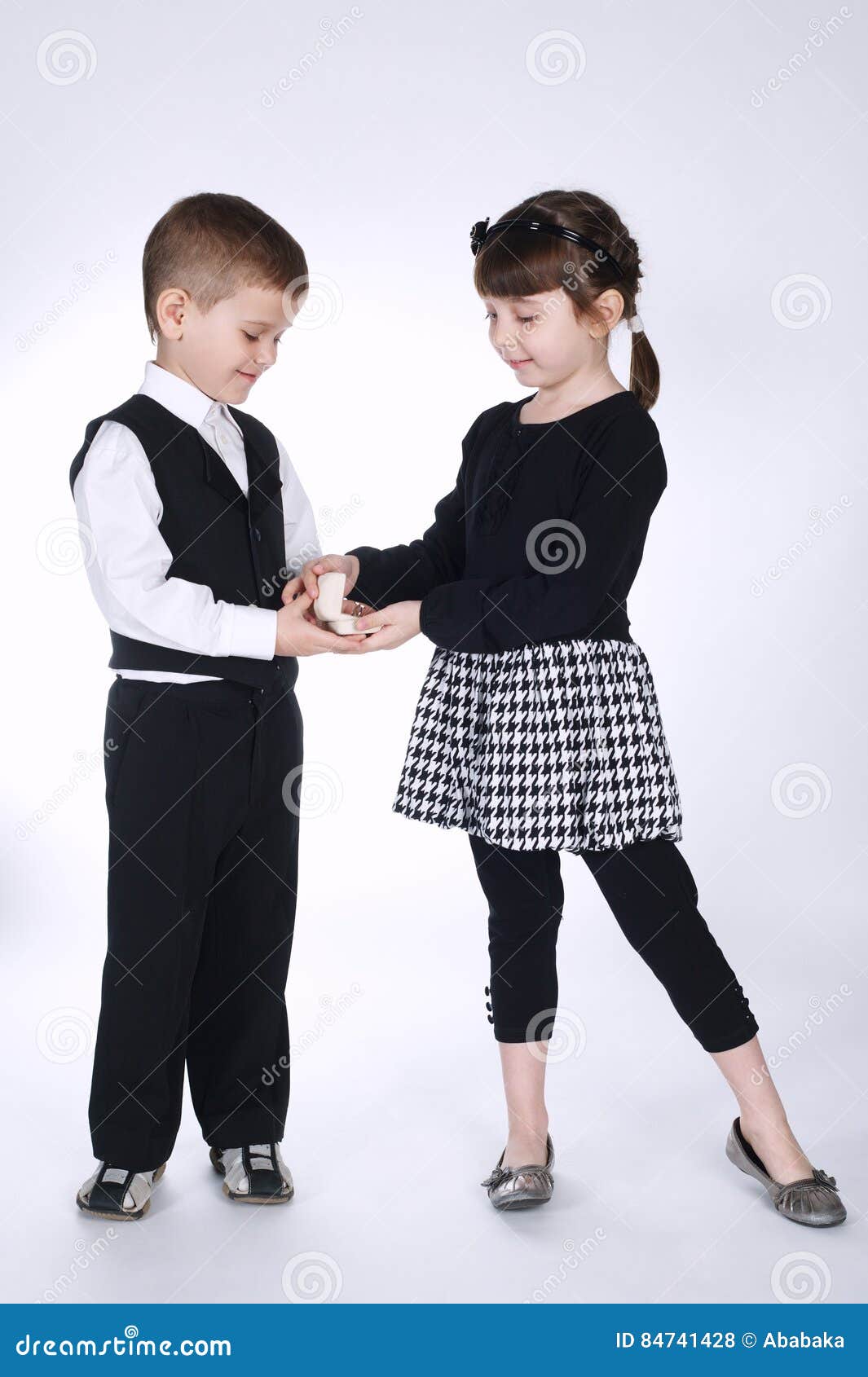 Boy and Girl Giving Box with Ring Stock Photo Image of girl, family