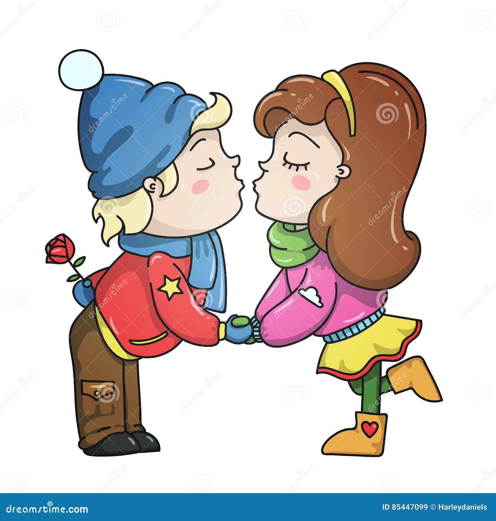 Boy and Girl are Going To Kiss, Cartoon Vector Illustration Stock Vector -  Illustration of human, lover: 85447099